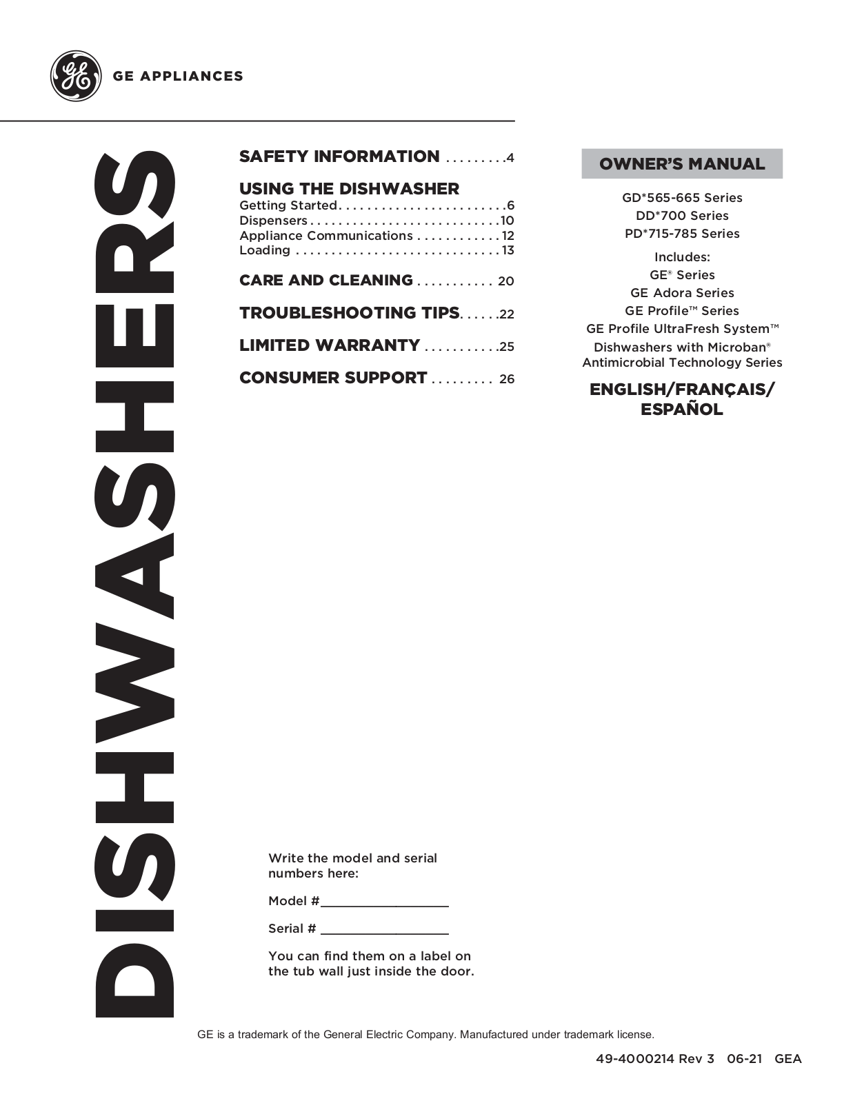 GE APPLIANCES PDP755SYVFS, PDP755SYRFS, PDT755SYRFS, PBT865SMPES User guide - ManualMachine.com