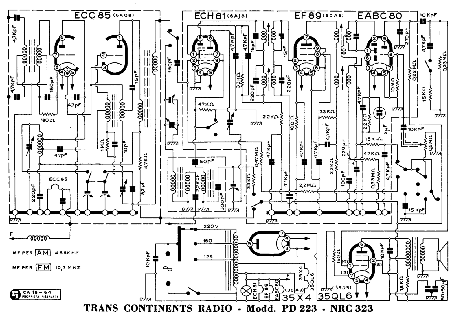 Trans Continents Radio pd223 nrc323 schematic