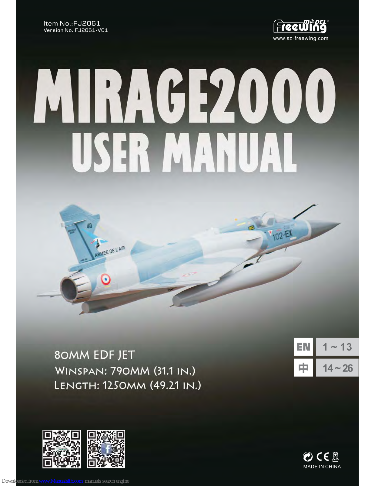 Freewing FJ2061 Mirage 2000 C User Manual