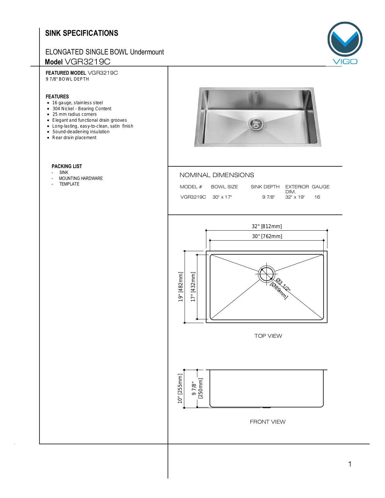 Vigo VGR3219C User Manual