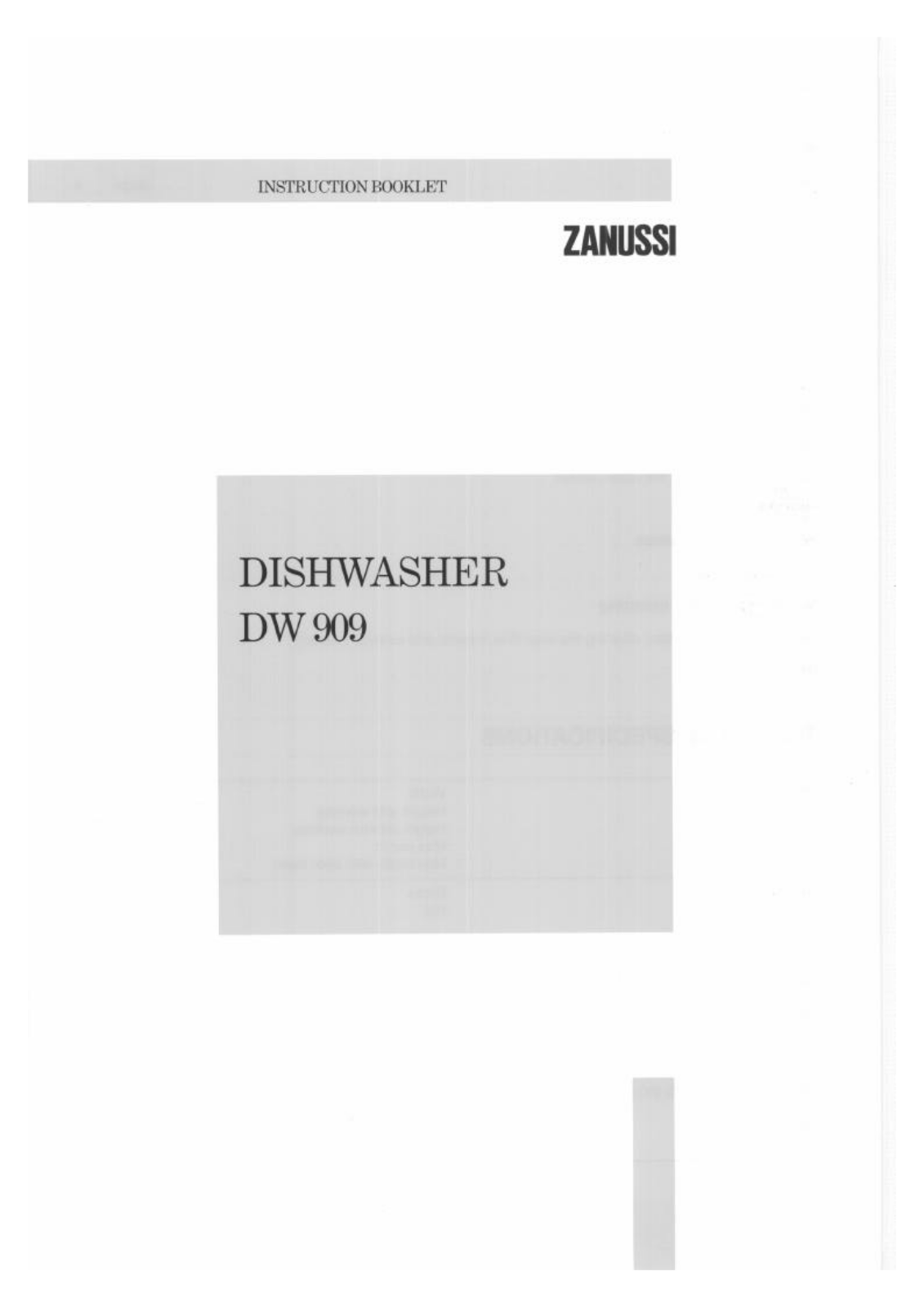 Zanussi DW909 User Manual