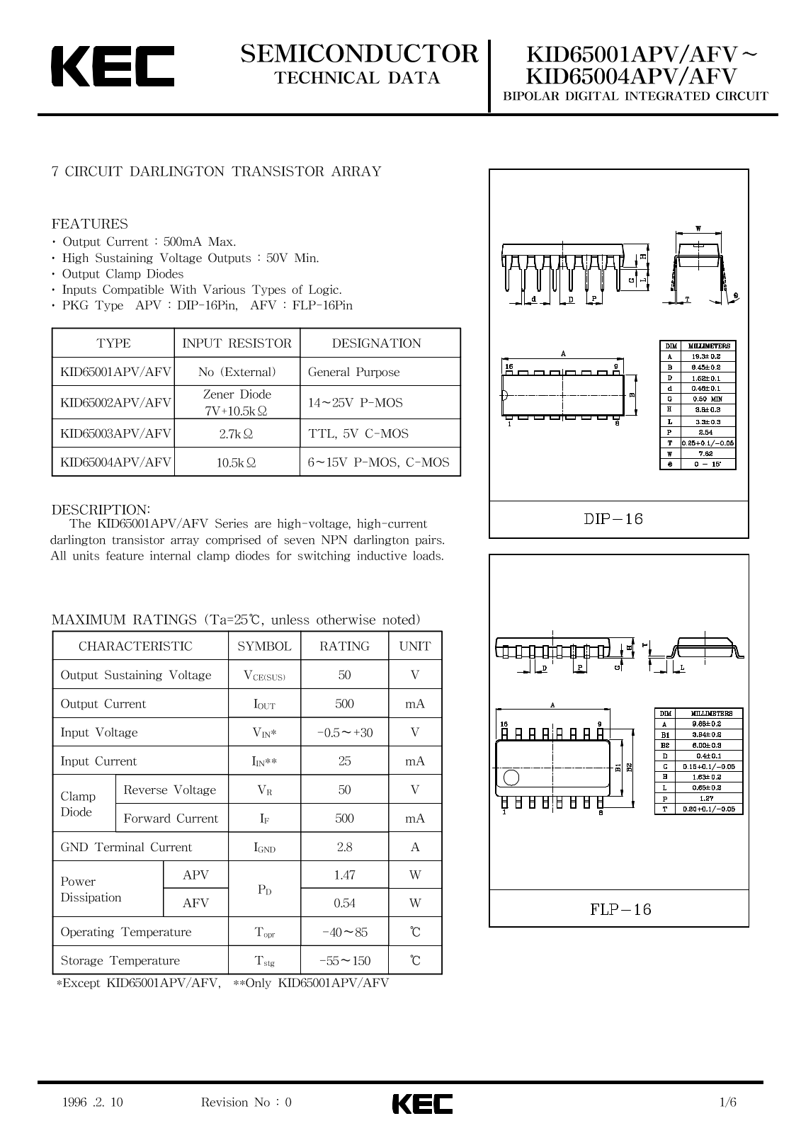 KEC KID65002APV, KID65002AFV, KID65001APV, KID65003APV, KID65003AFV Datasheet