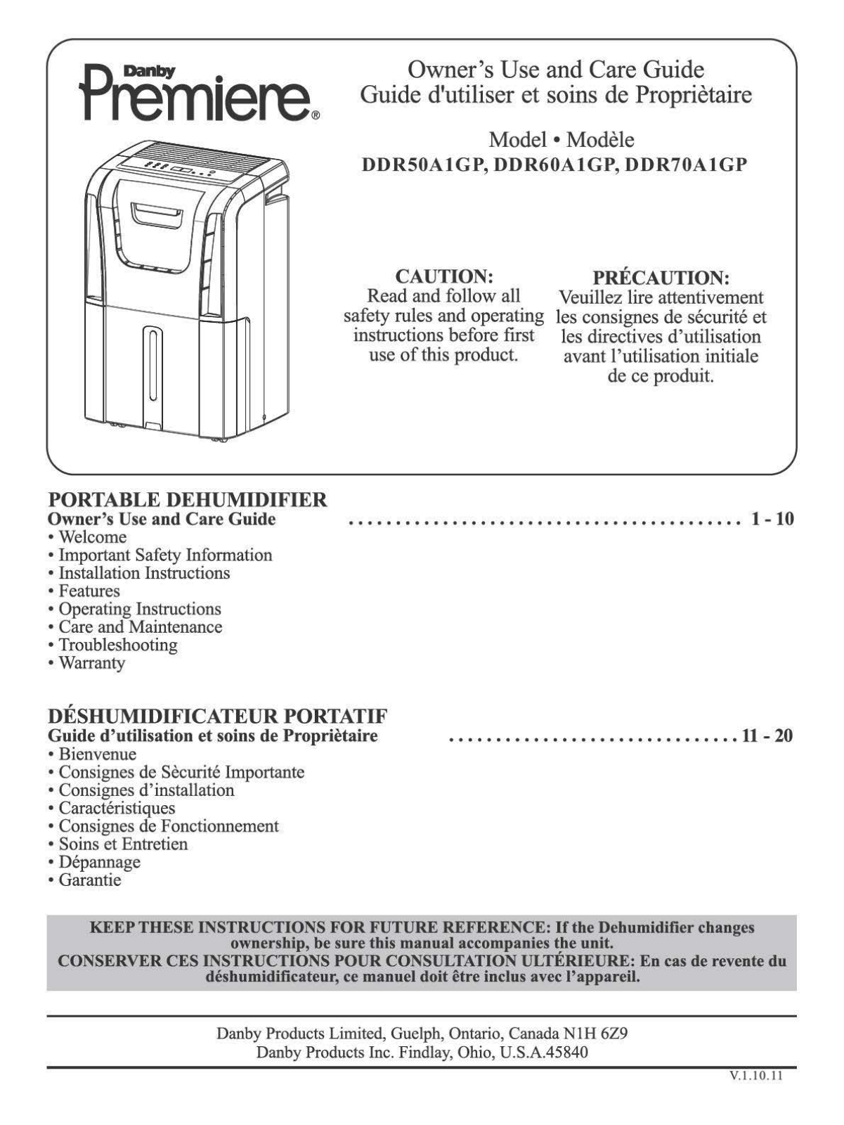 Danby DDR50A1 Owner's Manual