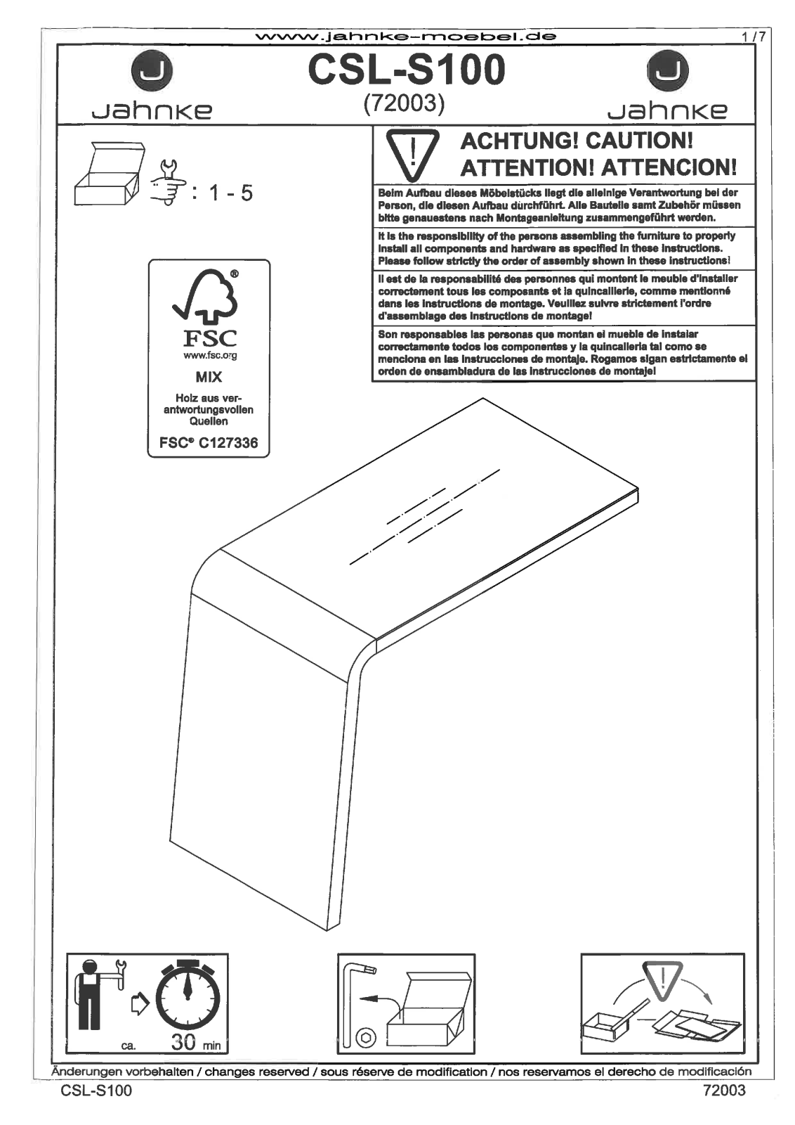 Jahnke CSL-S 100 Assembly instructions