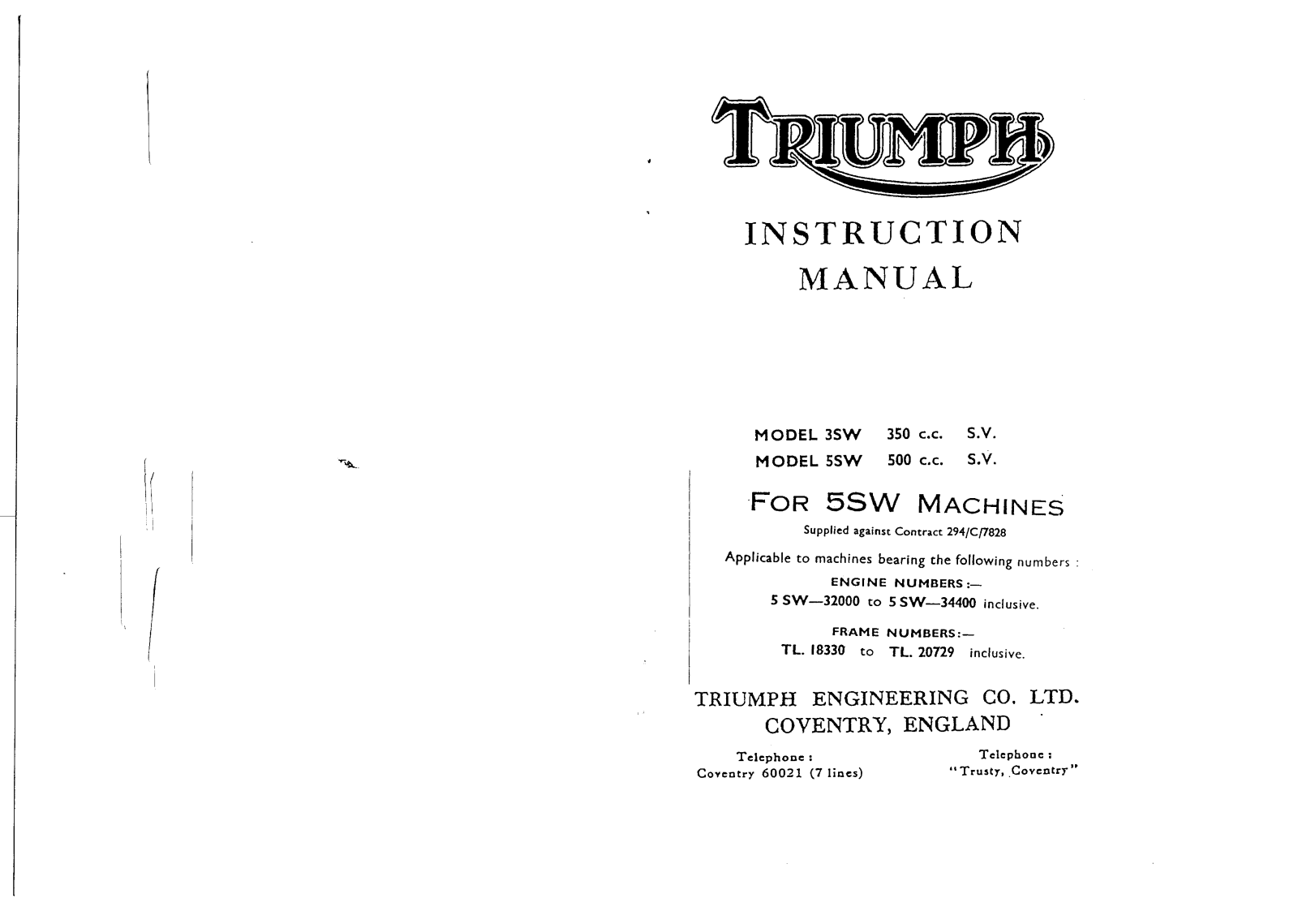 Triumph 35W, 55W Owner's manual