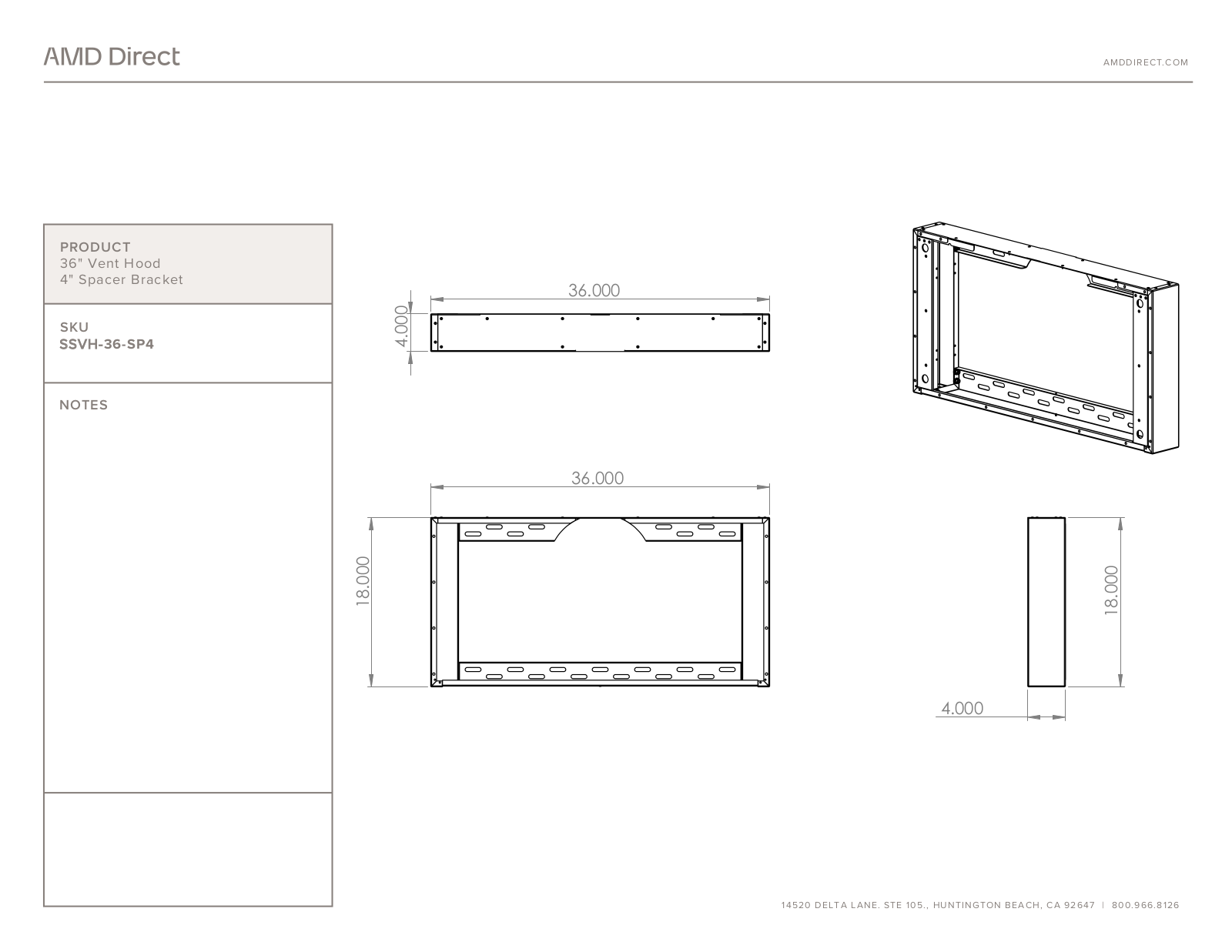 Summerset SSVH-36-SP4 Line Drawing - ManualMachine.com