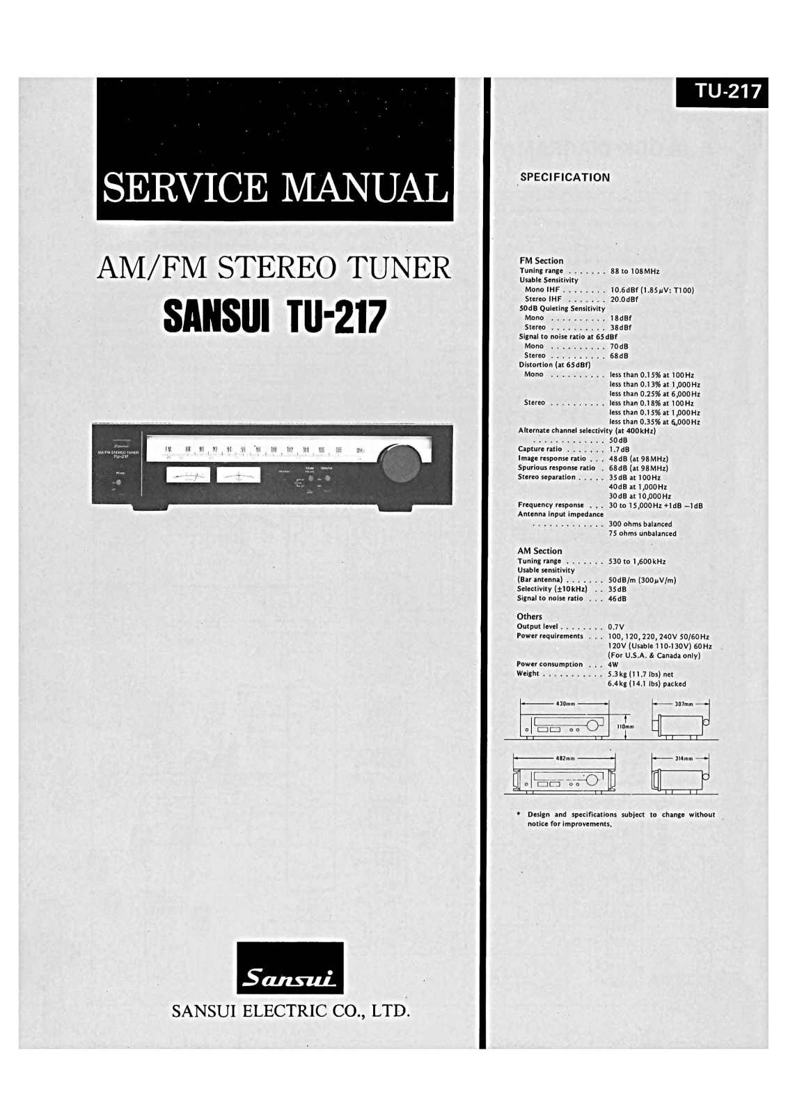 Sansui TU-217 Service Manual