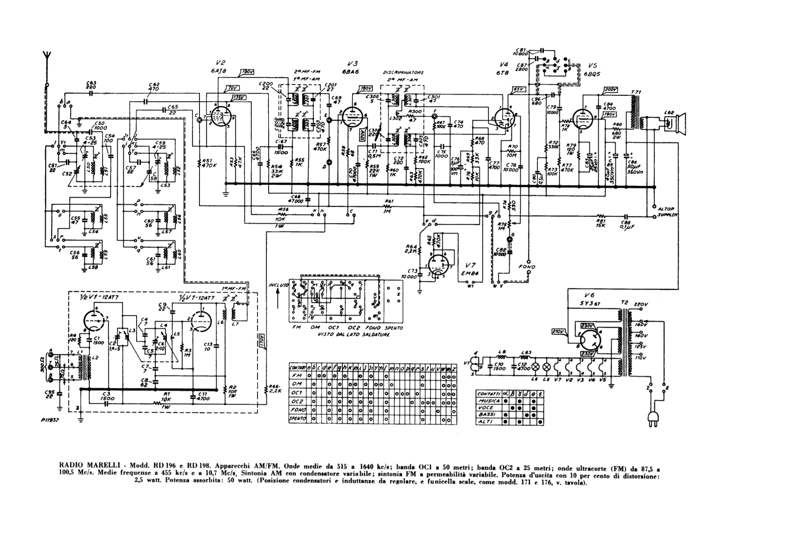 Radiomarelli rd196, rd198 schematic