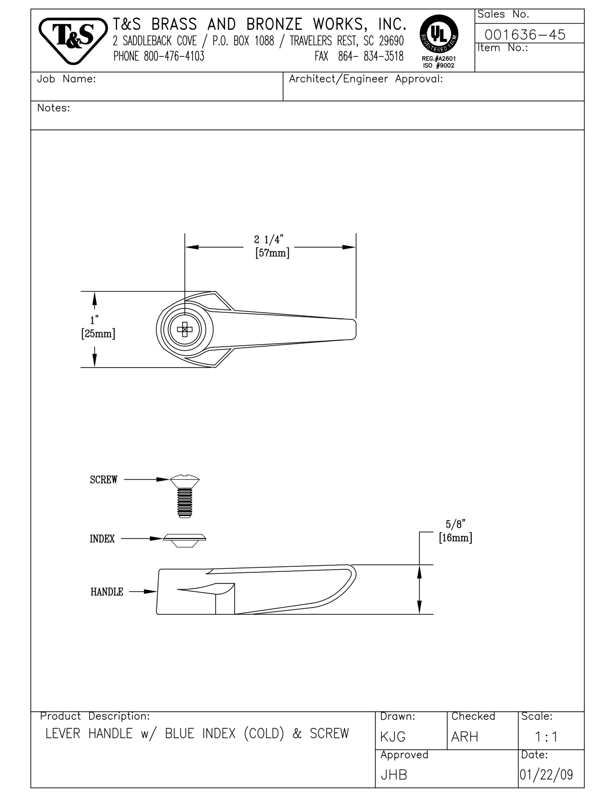 T&S Brass 001636-45 User Manual