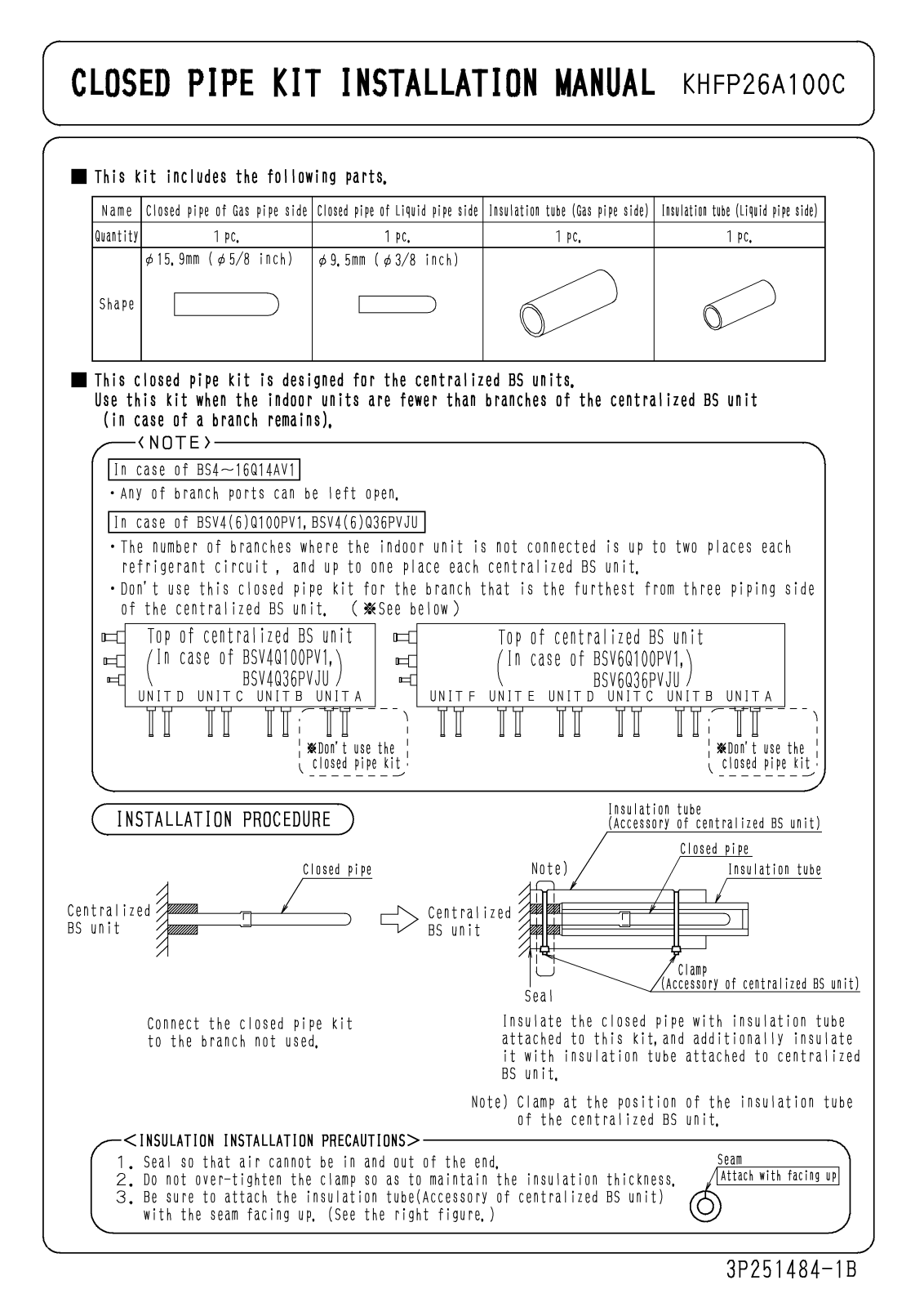 Daikin KHFP26A100C Installation manuals