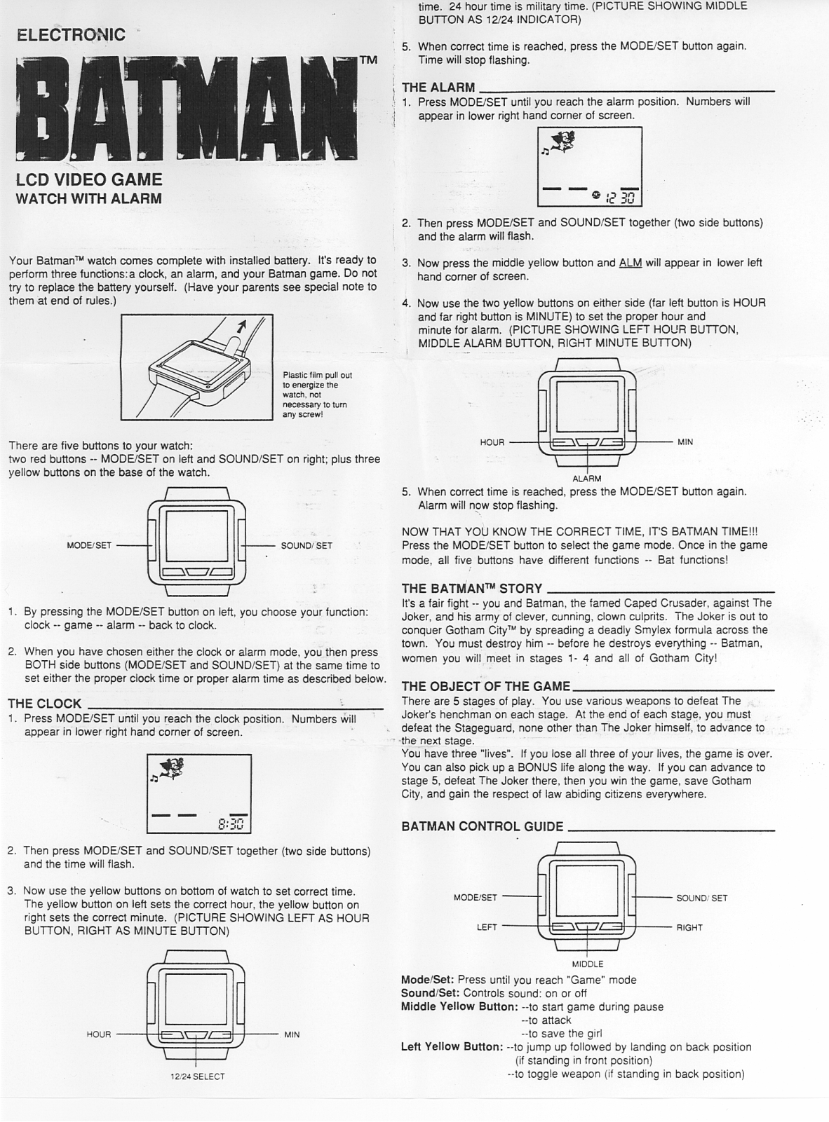 HASBRO Batman Watch with Alarm User Manual