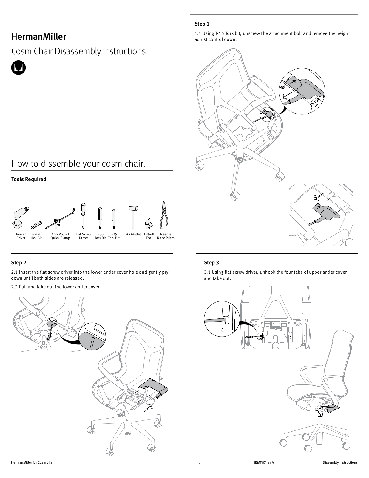 Herman Miller Cosm Disassembly Instructions Manual