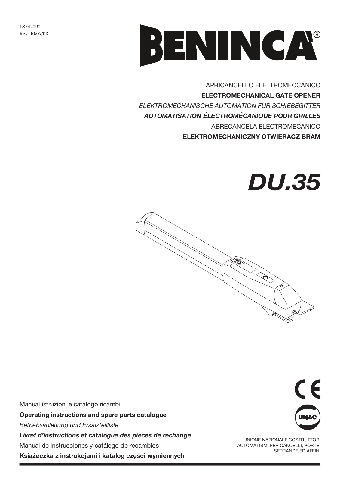 Beninca DU35 User Manual