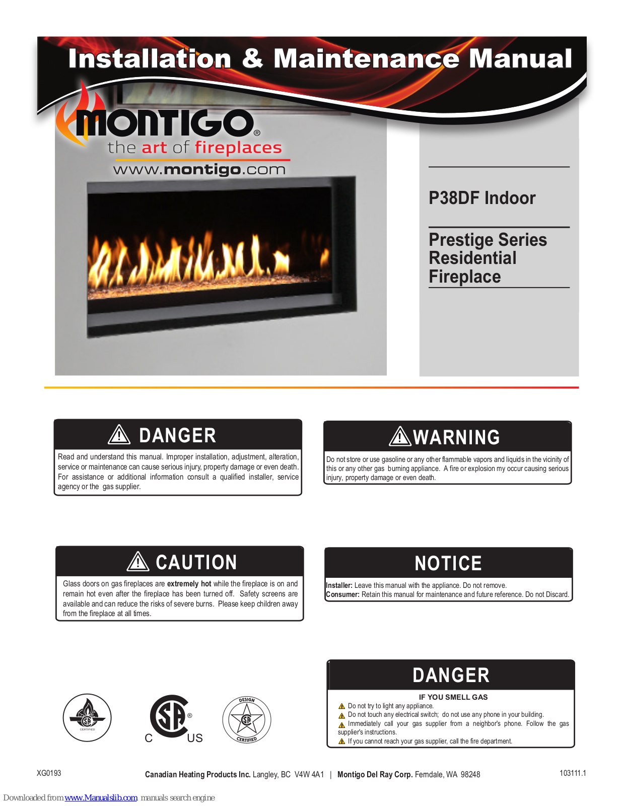 Montigo P38DF Prestige, P42DF Indoor Maintance Manual