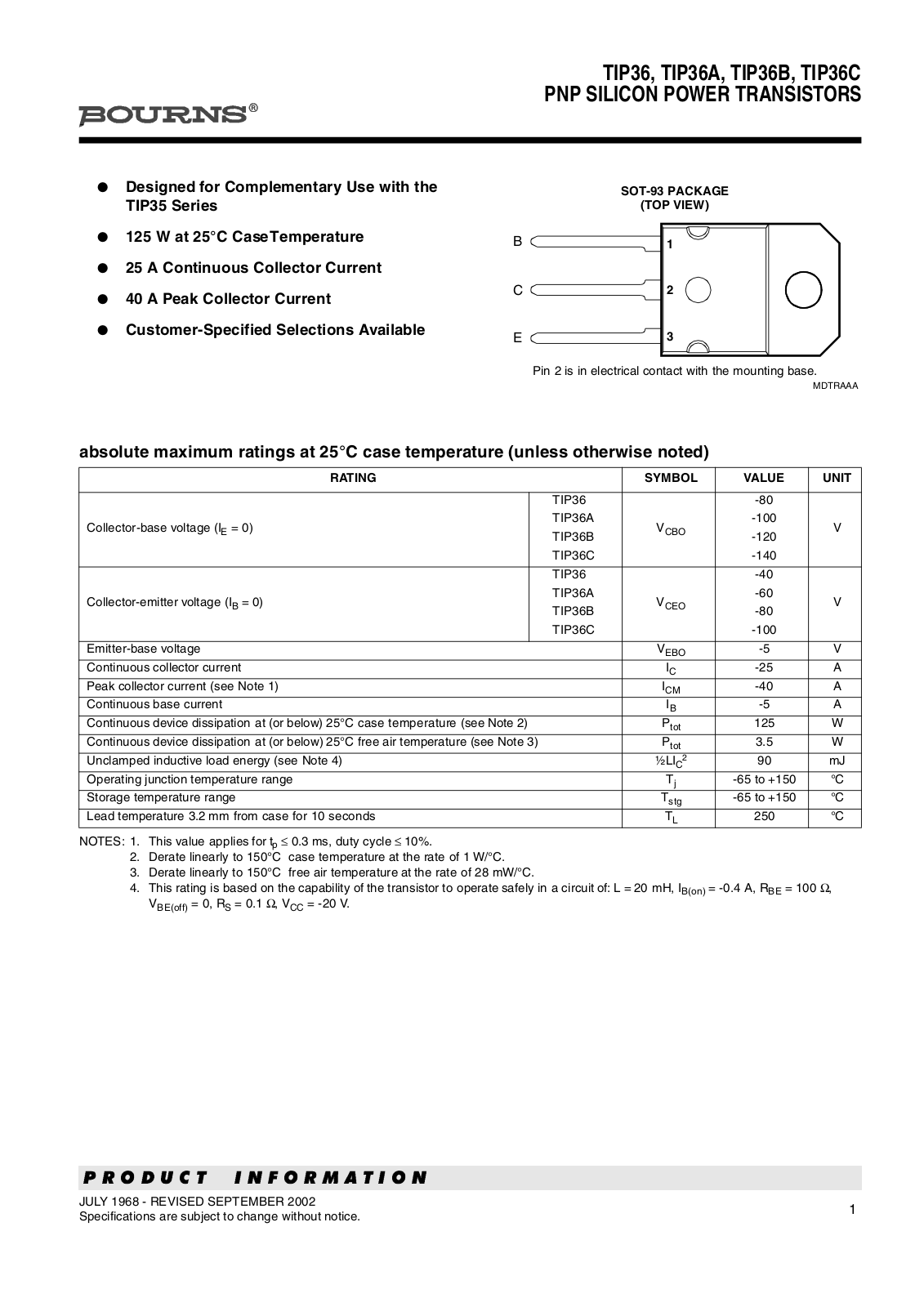 Datasheet tip36-a-b-c Datasheet - ManualMachine.com