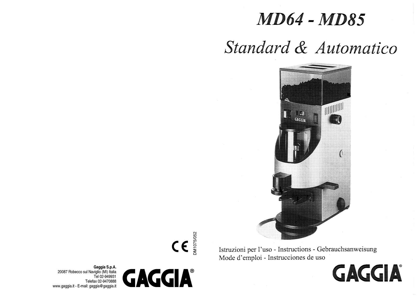 Gaggia MD85 User Manual