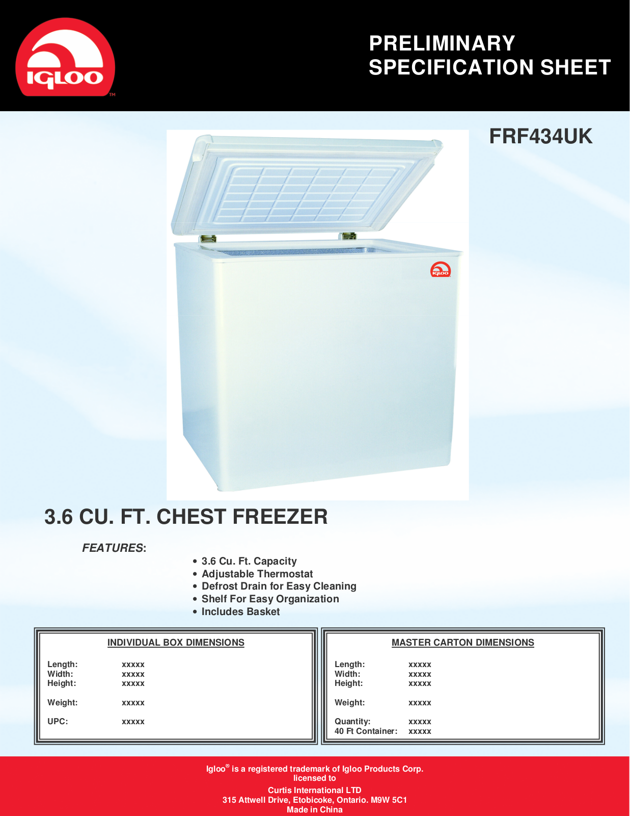 Curtis FRF434UK User Manual