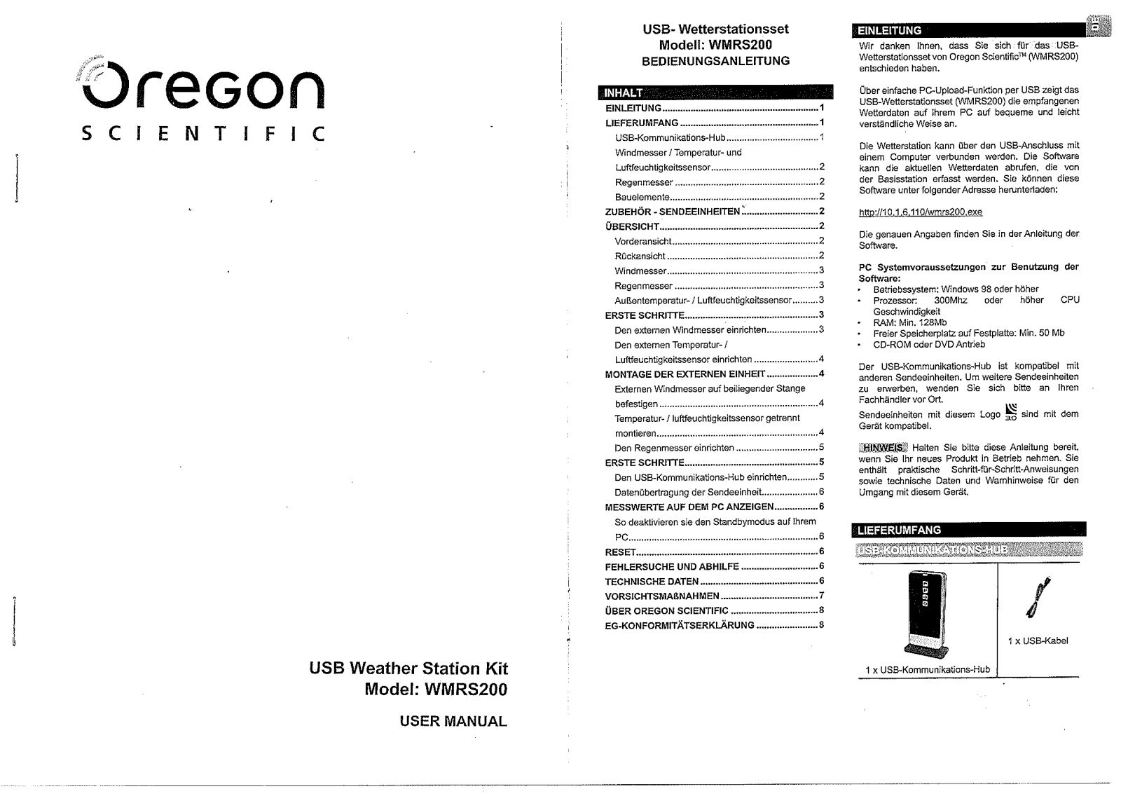 Oregon Scientific WMRS200 User manual