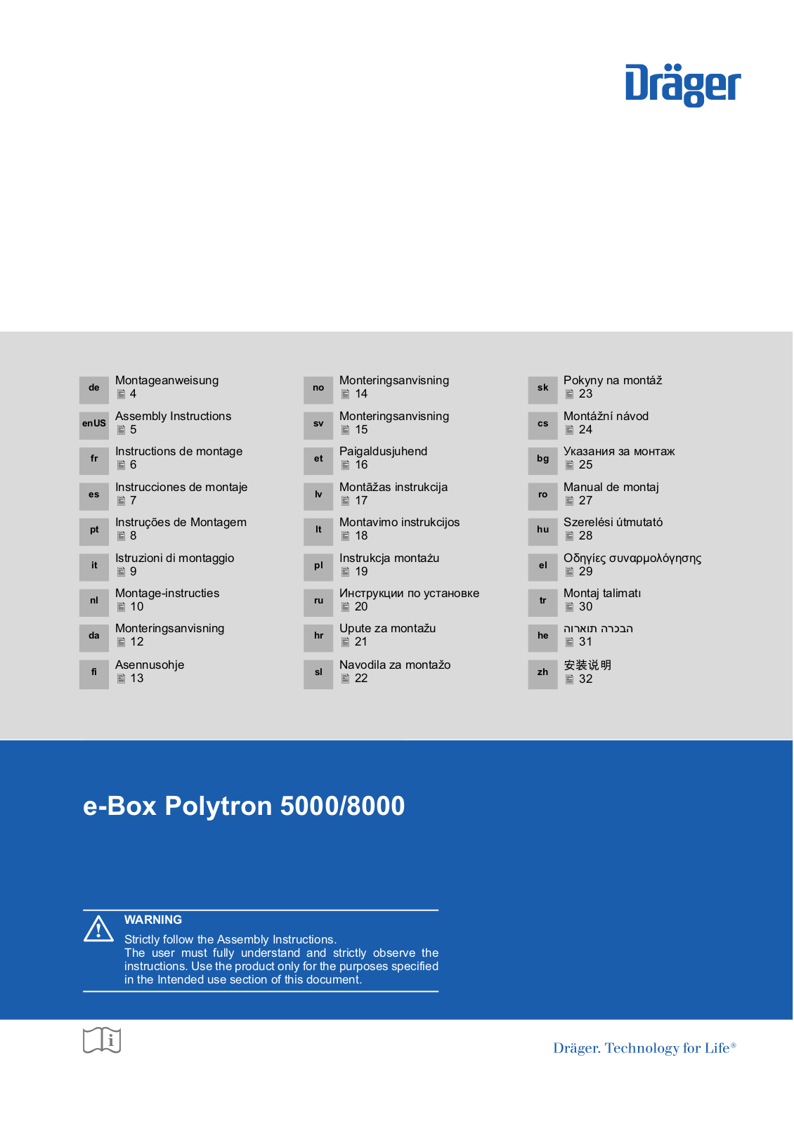 Dräger e-Box Polytron 5000, e-Box Polytron 9000 Assembly Instructions Manual