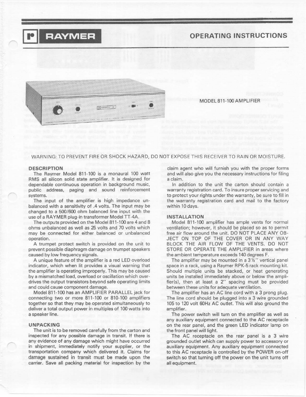 Telex 811-100 User Manual