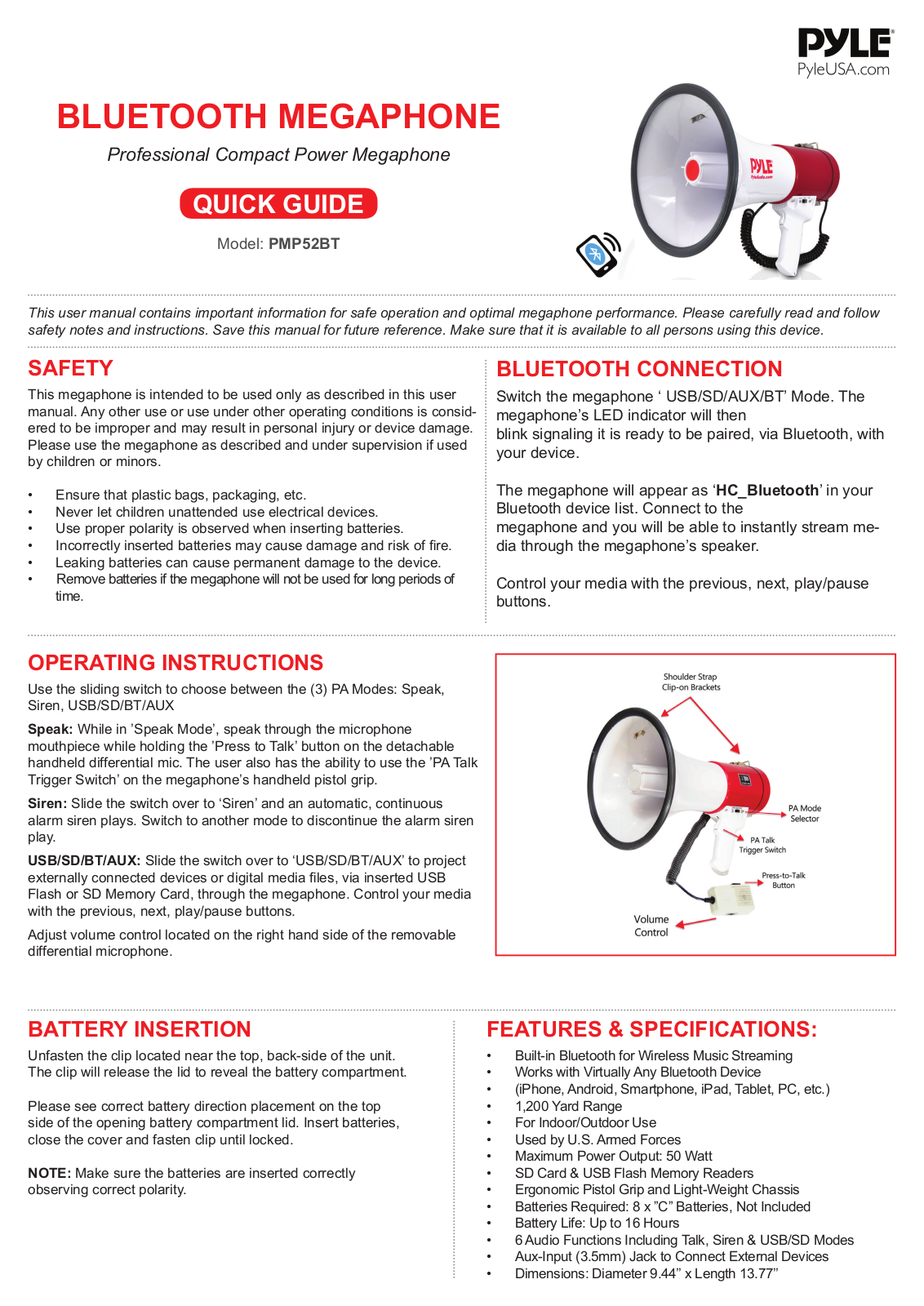 Pyle PMP52BT User guide - ManualMachine.com