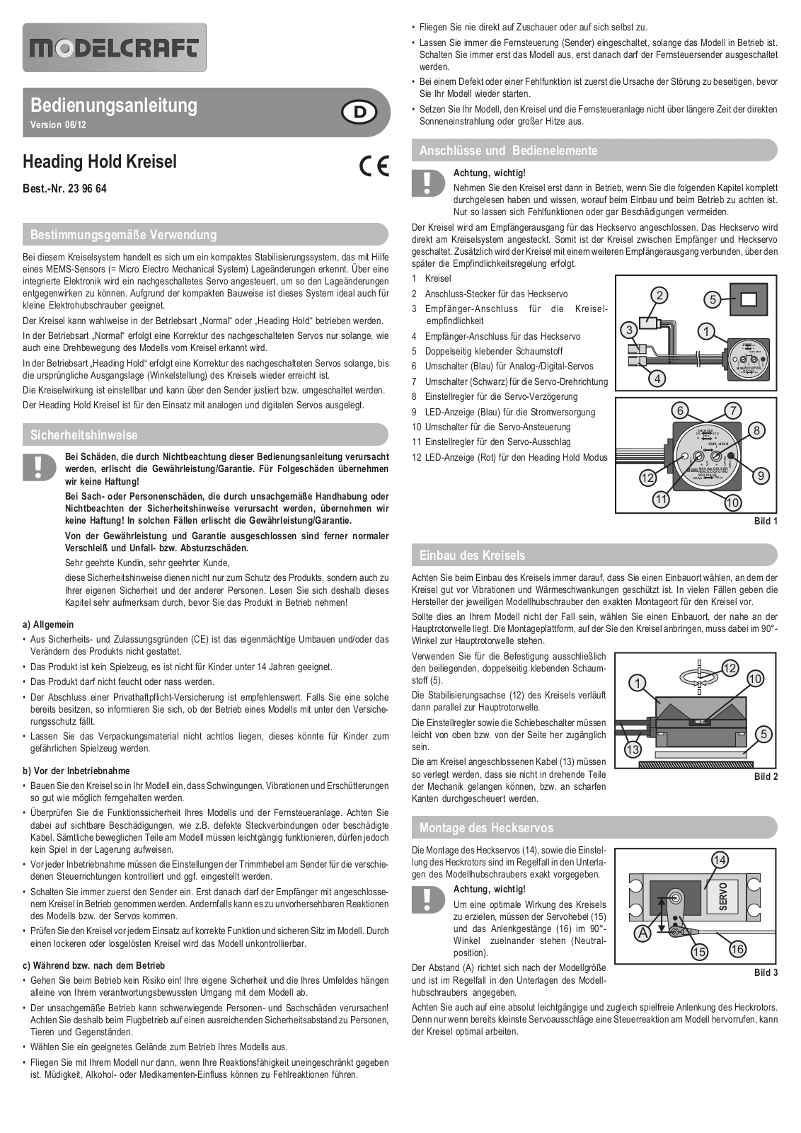 Modelcraft 23 96 64 Operating instructions