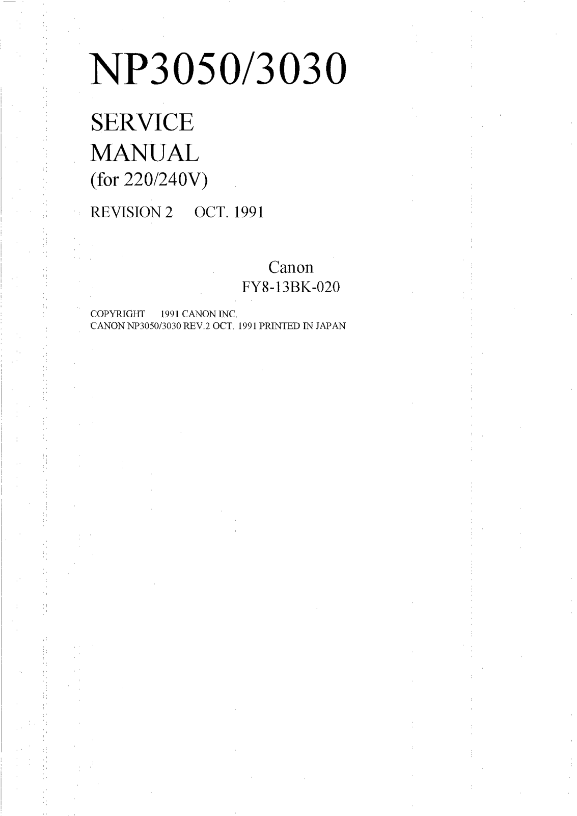 Canon Np3030 Service Manual