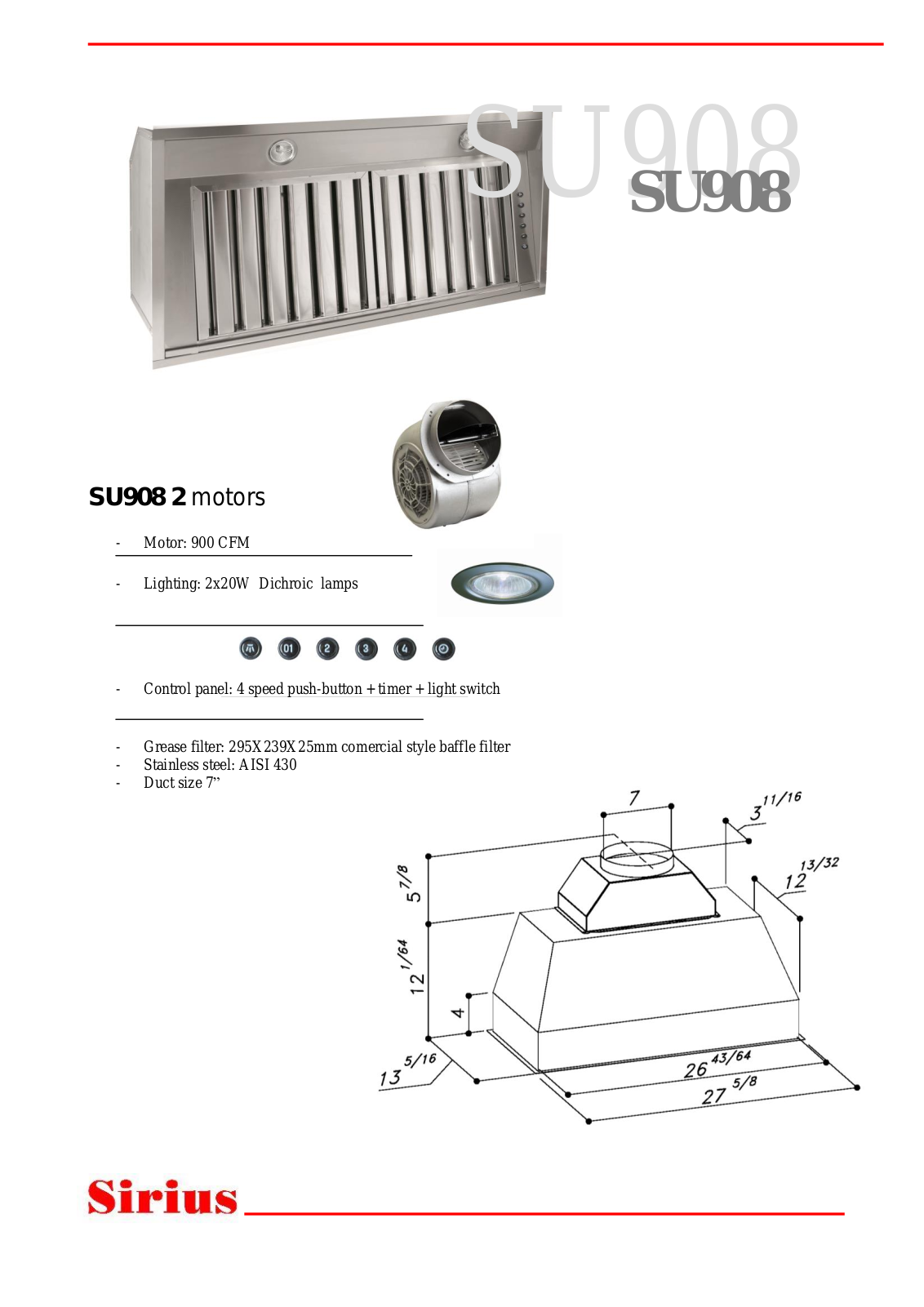 Sirius SU908 Specifications