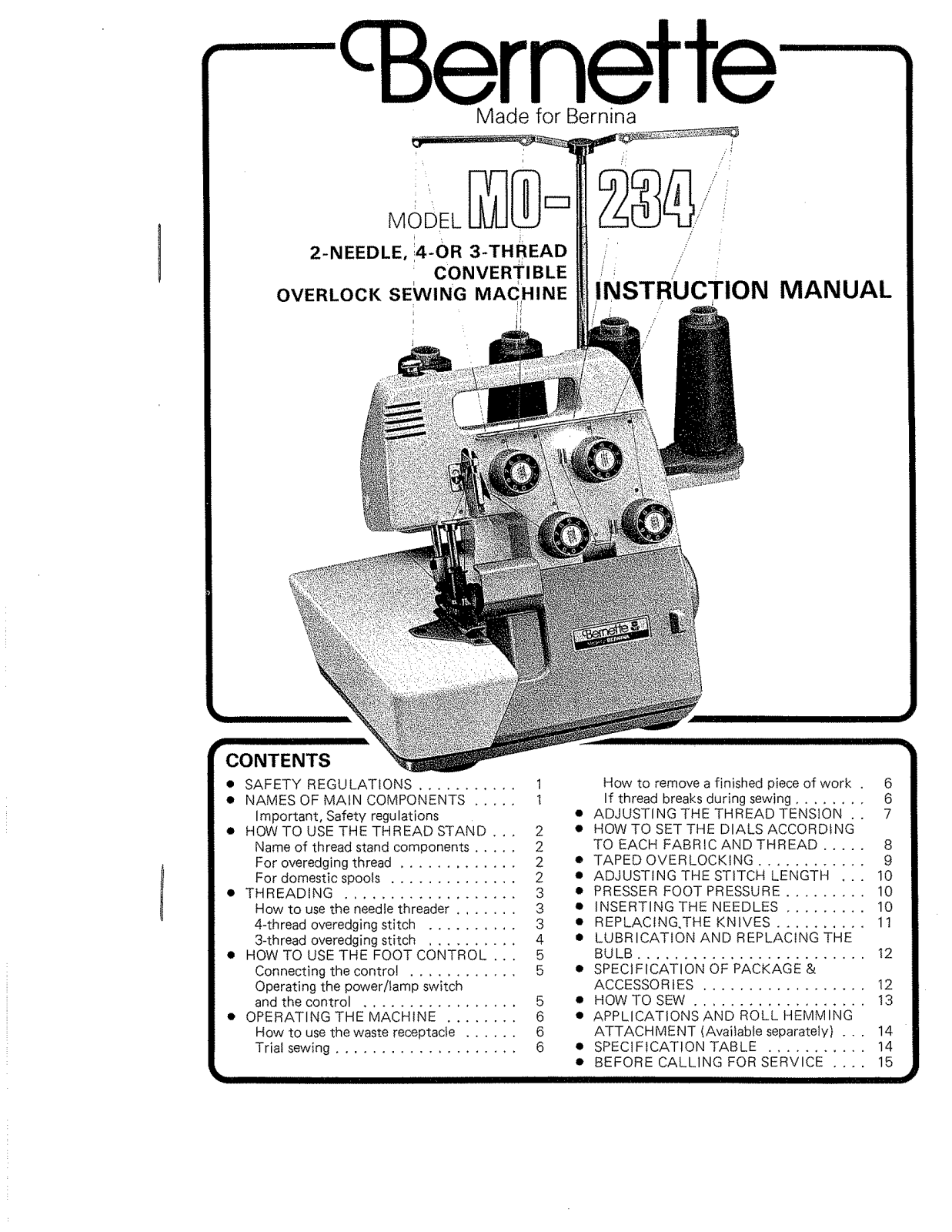 Bernina MO-234 PART 1 User Manual