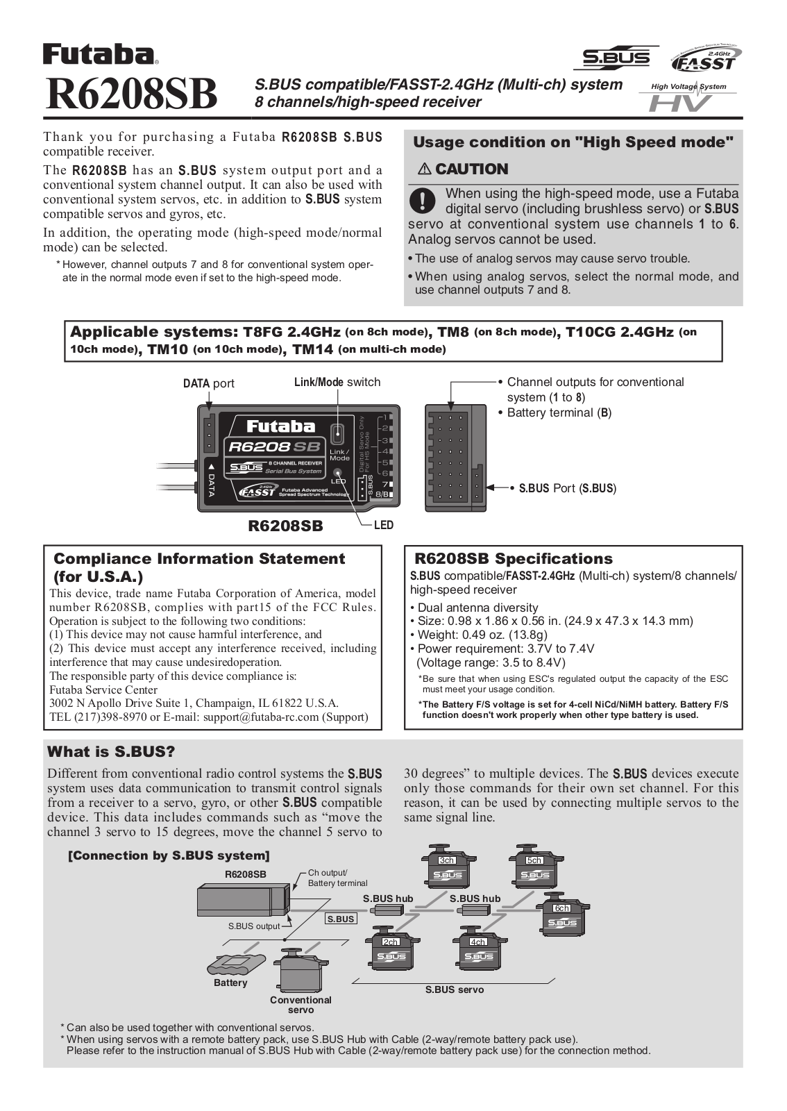 Futaba R6208SB User Manual