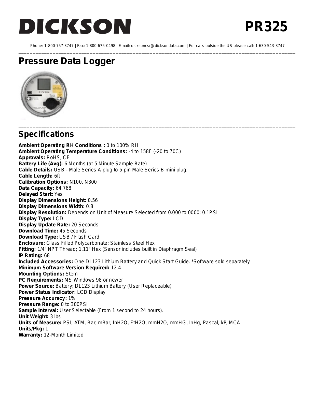 Dickson PR325 User Manual - ManualMachine.com