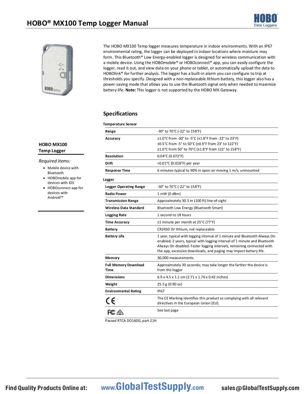 Onset HOBO Data Loggers MX100 User manual - ManualMachine.com