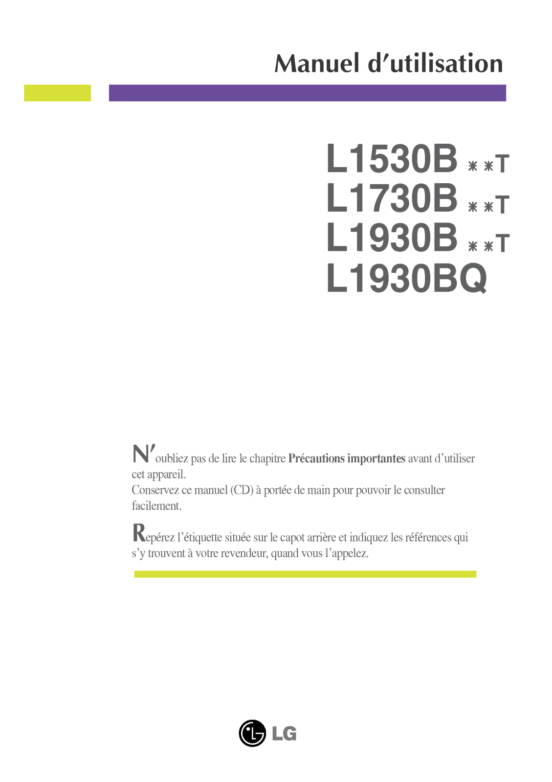 LG L1730BGNT User Manual