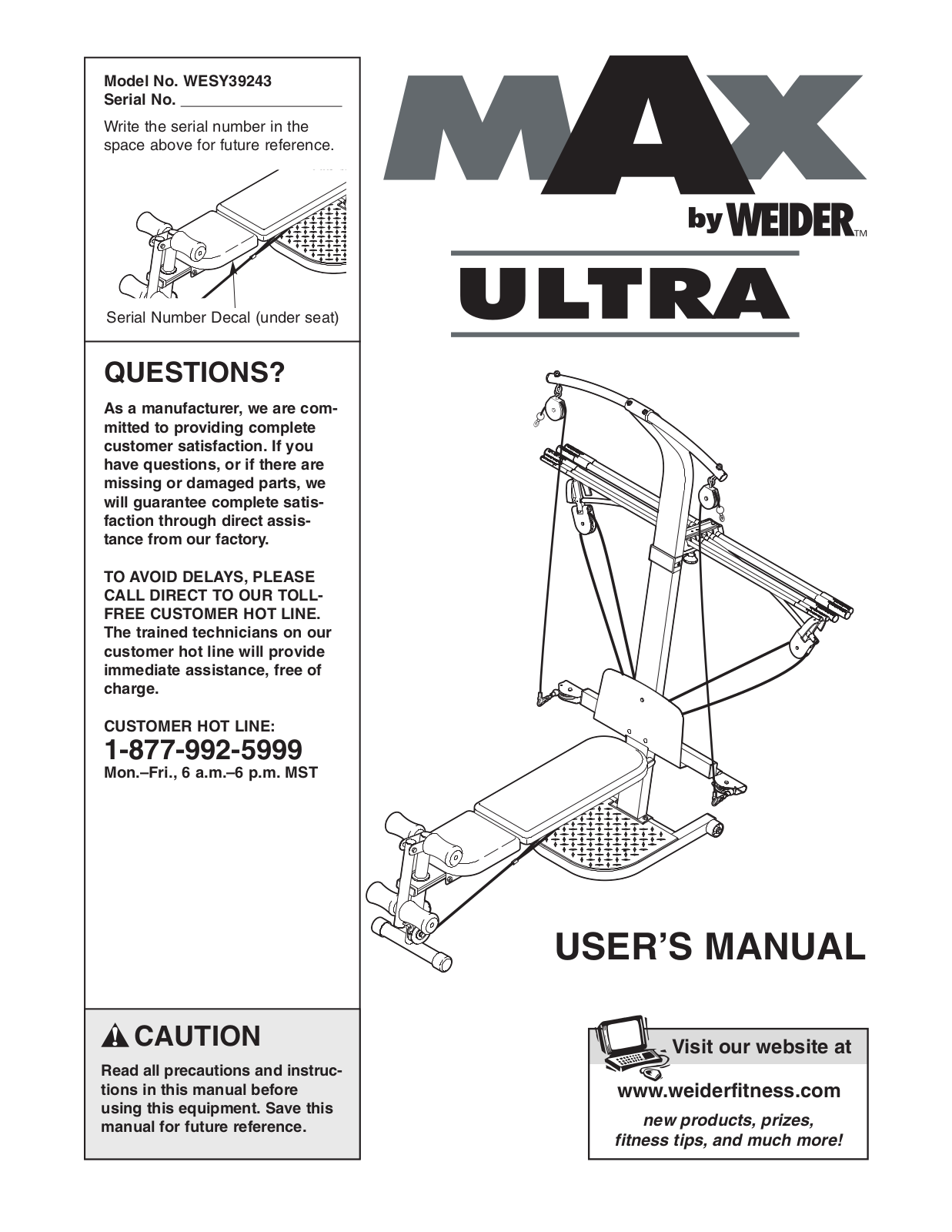 Weider MAX ULTRA User Manual