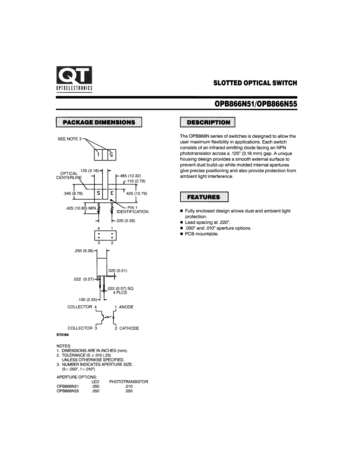 QT OPB866N51, OPB866N55 Datasheet