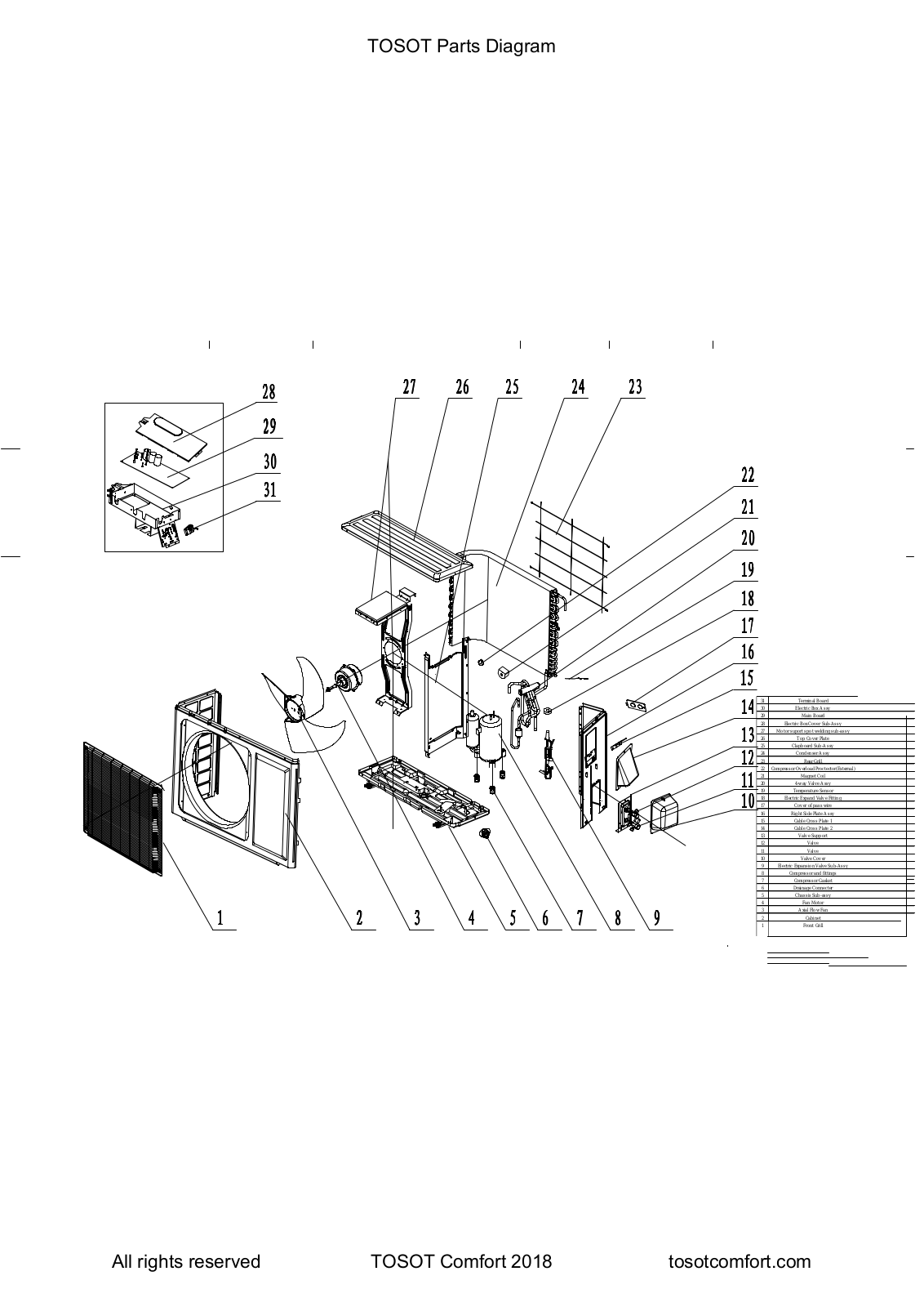 Tosot TW09HQ1C2A Part List