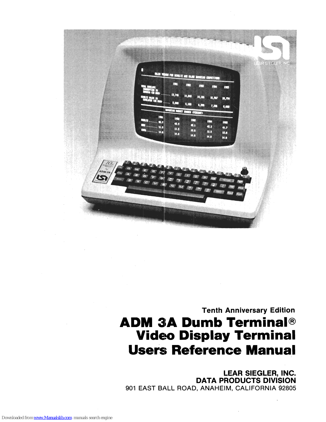 Lear Siegler ADM 3A User's Reference Manual - ManualMachine.com