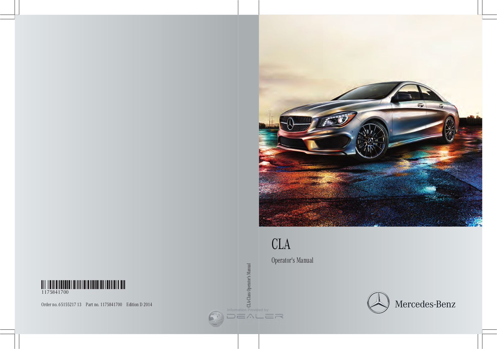Mercedes CLA-Class 2014, CLA 45 AMG 2014, CLA 200 2014, CLA 180 2014 User Manual