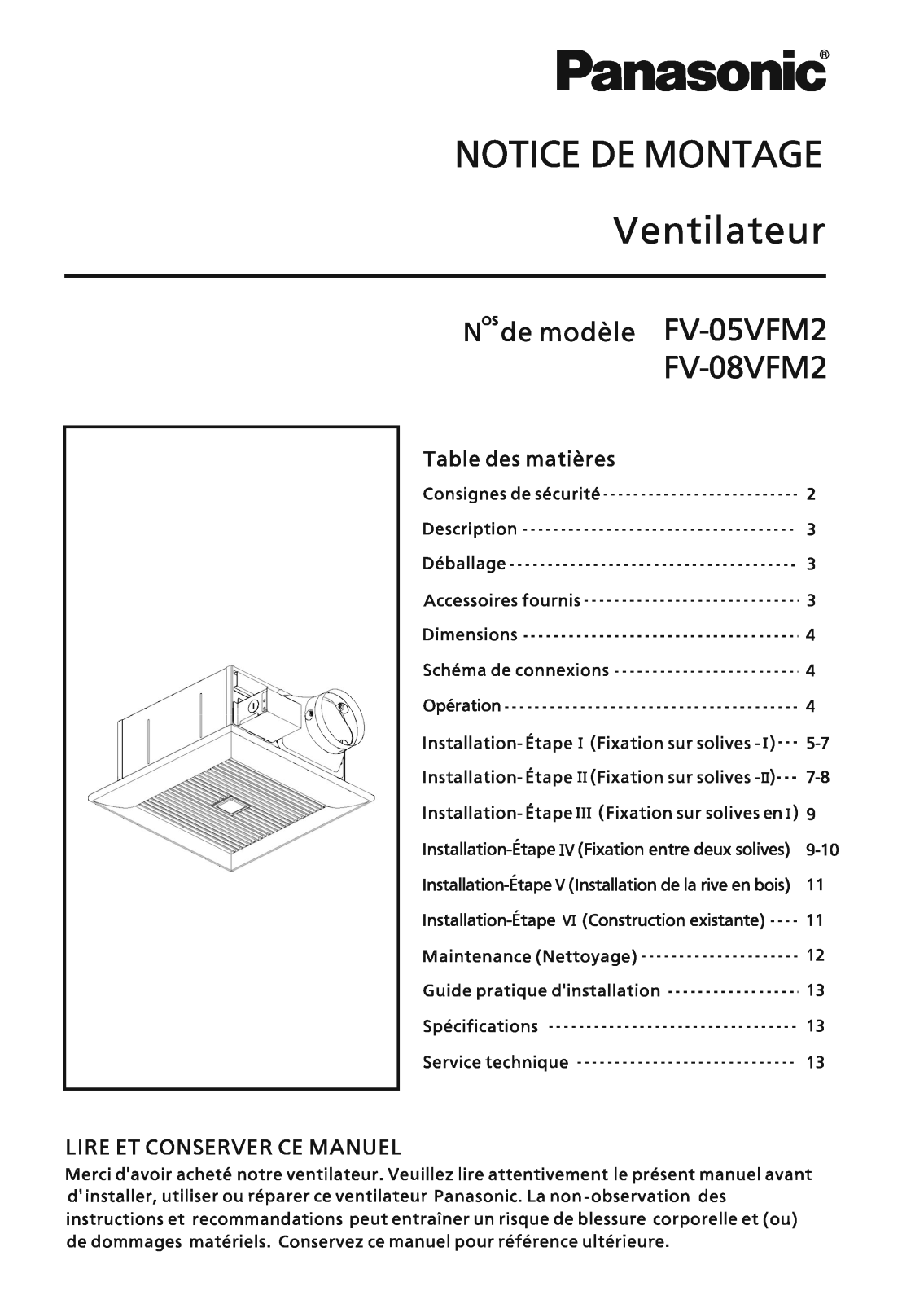 Panasonic fv-05vfm2, fv-08vfm2 installation