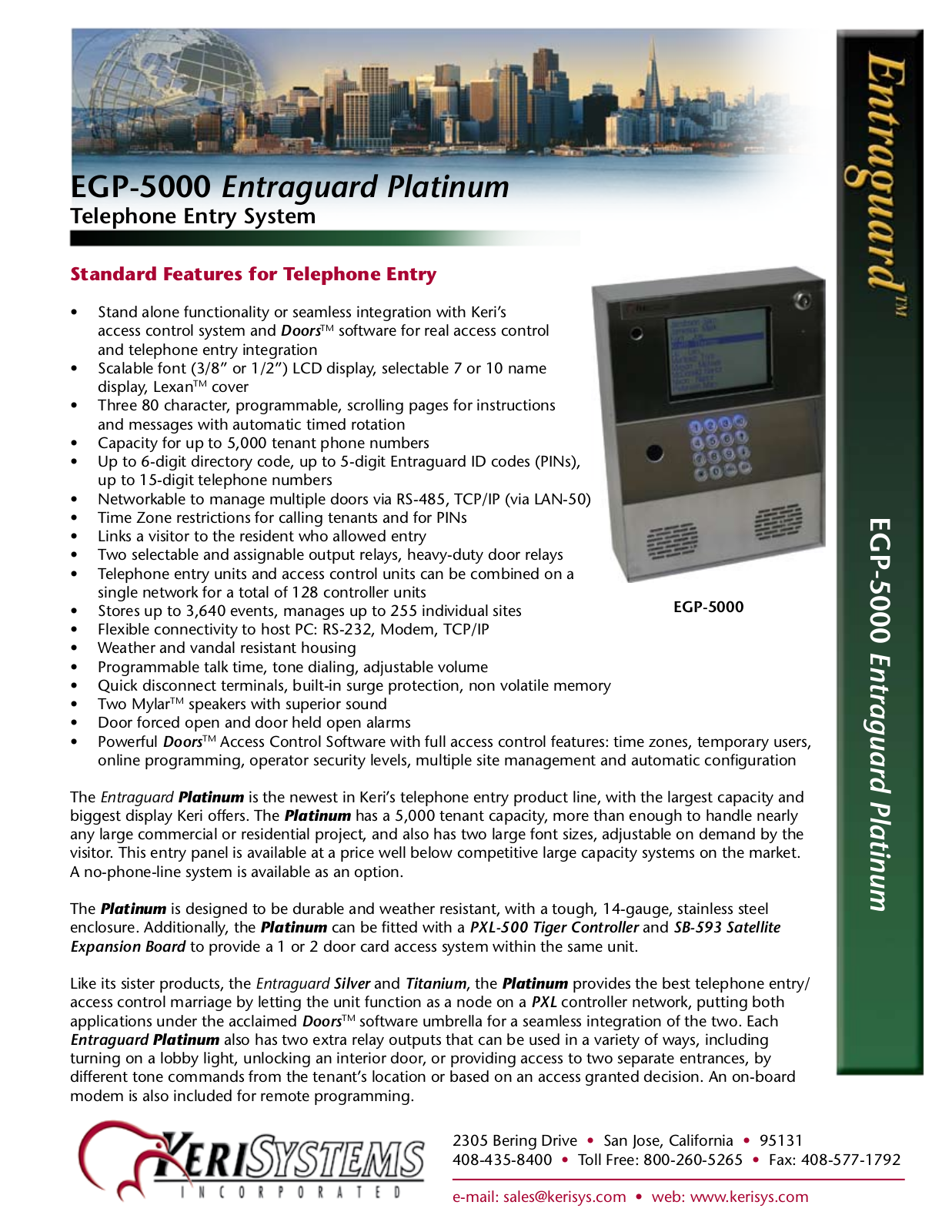 Keri Systems EGP-5000HF Specsheet