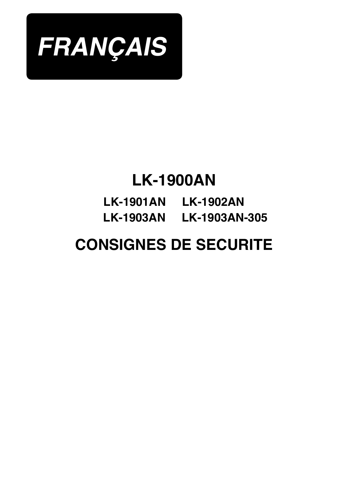 JUKI LK-1903AN-305, LK-1902AN, LK-1903AN, LK-1901AN, LK-1900AN Instruction Manual