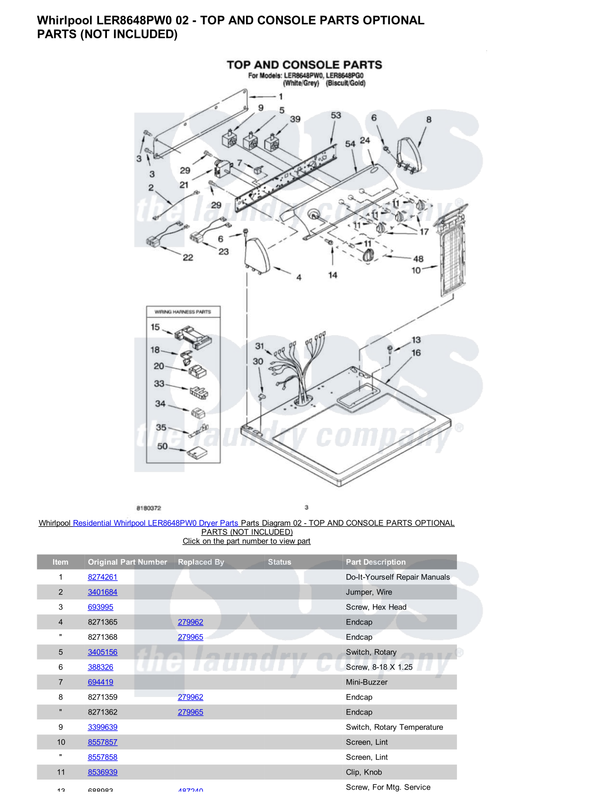 Whirlpool LER8648PW0 Parts Diagram