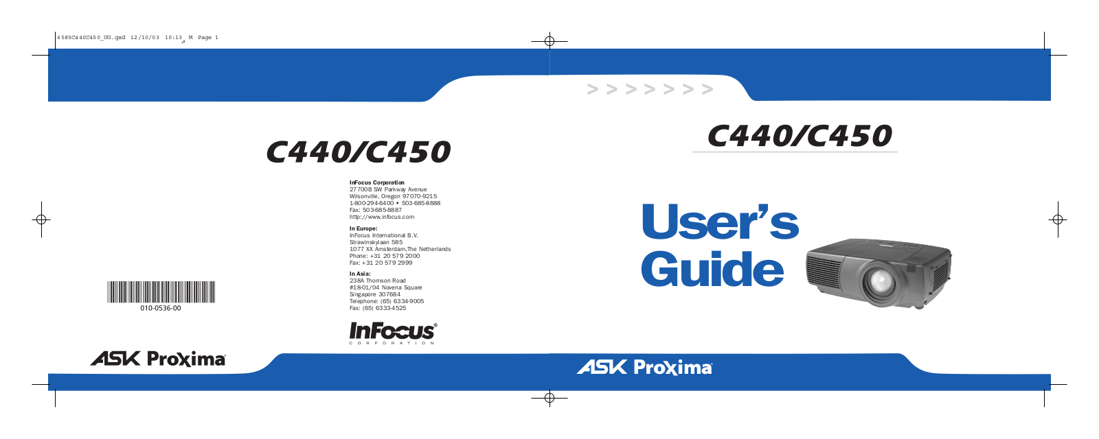 InFocus C450, C440 User Manual