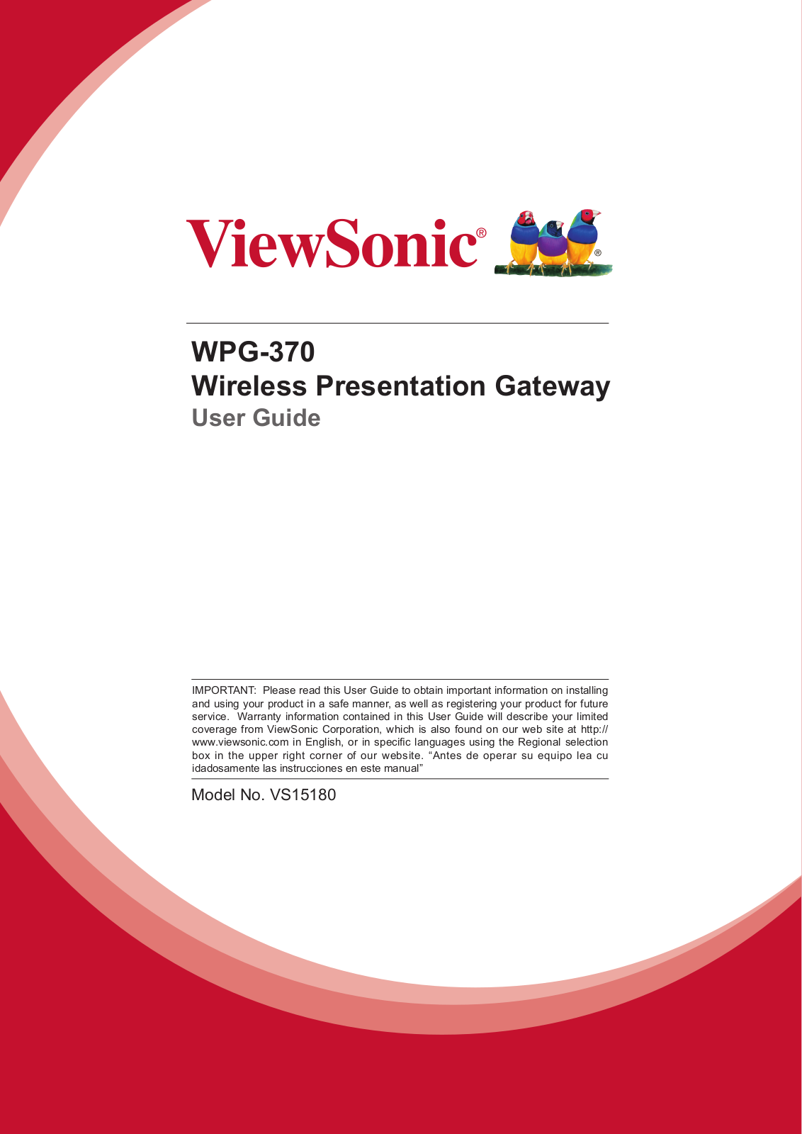 ViewSonic WPG-370 User Manual