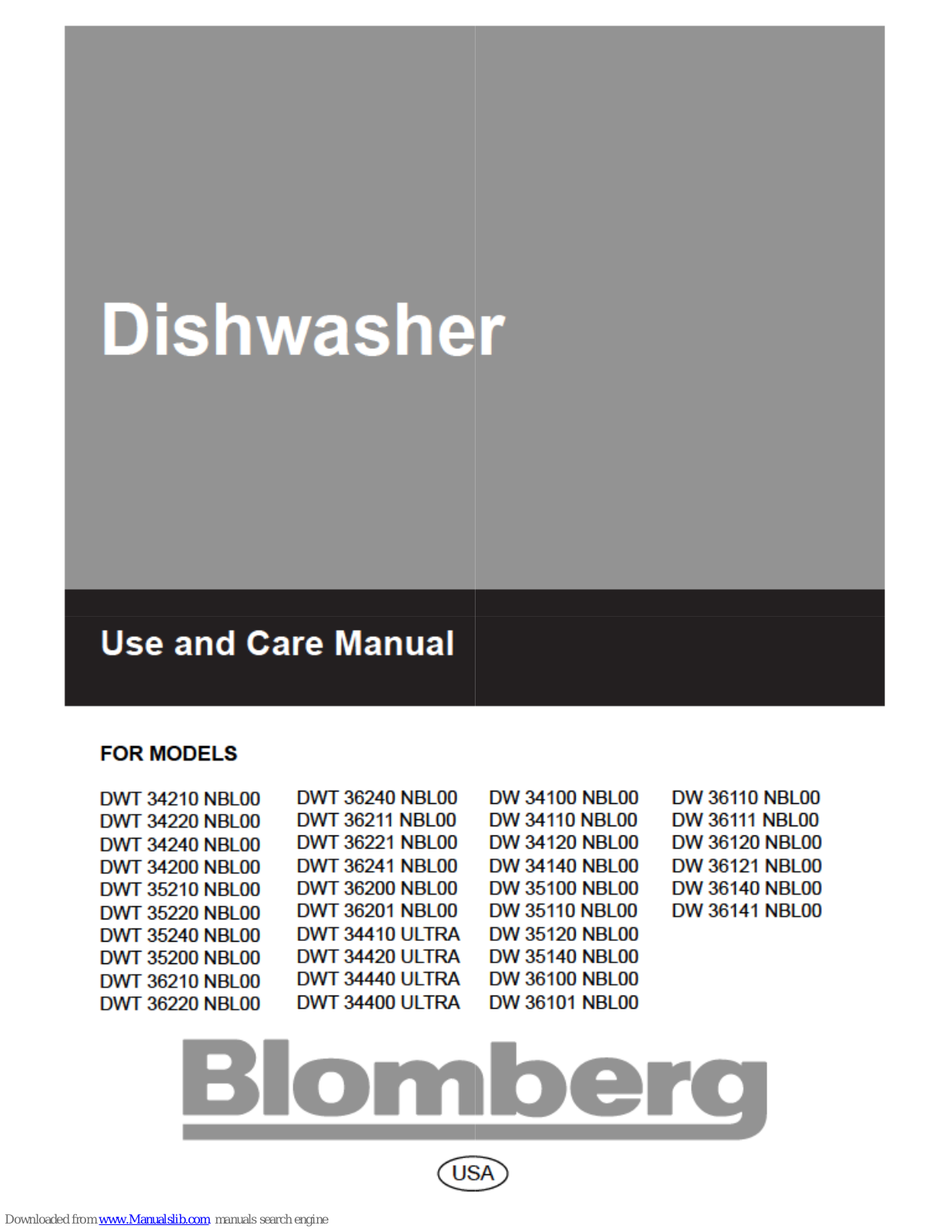 Blomberg DWT 34200 NBL00, DWT 35210 NBL00, DWT 34220 NBL00, DWT 34240 NBL00, DWT 35220 NBL00 Use And Care Manual