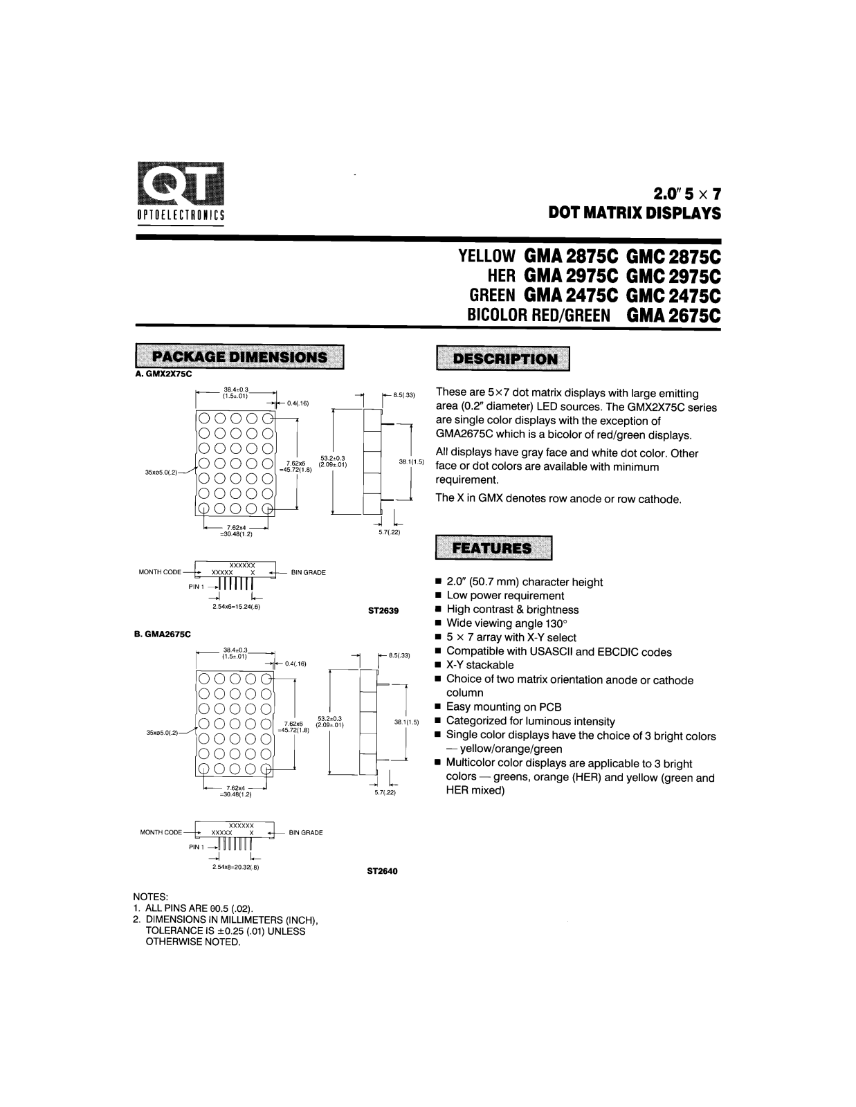 QT GMA2975C, GMA2875C, GMA2675C, GMA2475C, GMC2975C Datasheet