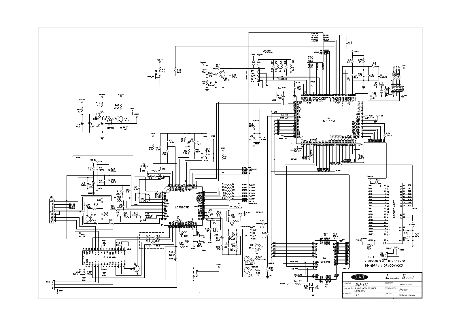 Lenoxx BD-111 Schematic