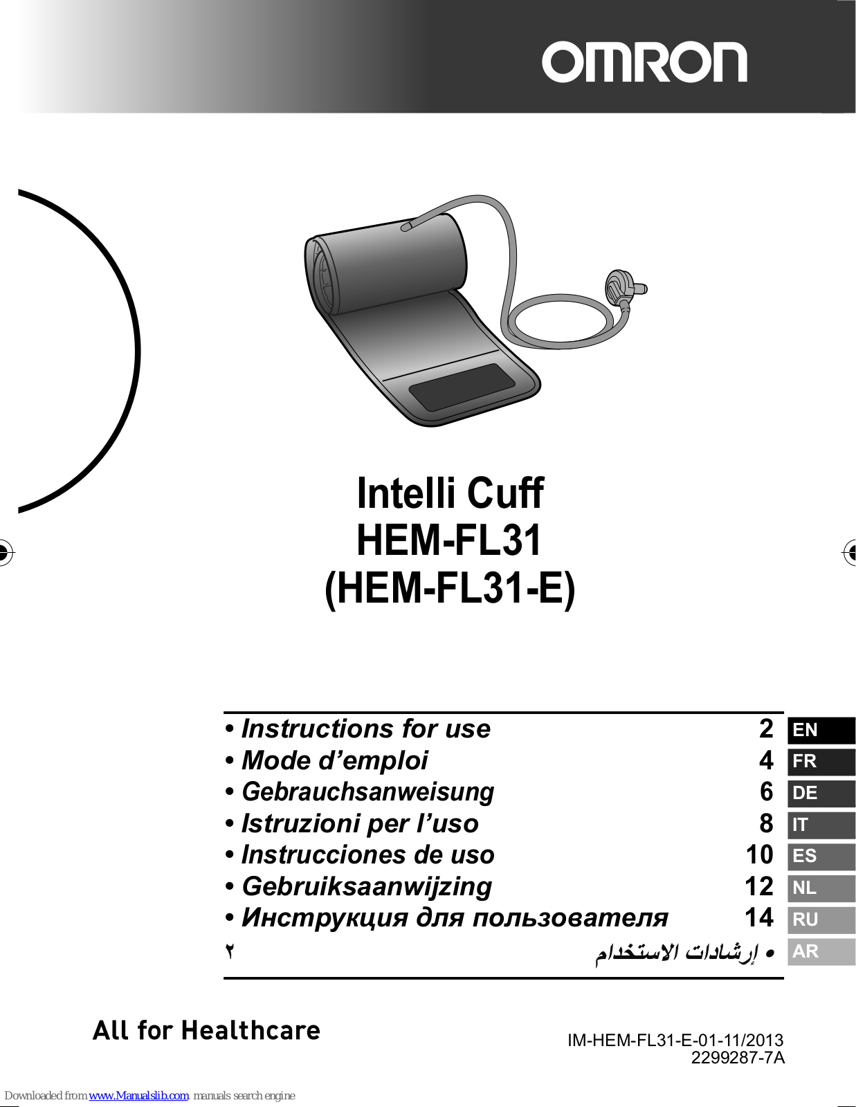 Omron HEM-FL31, HEM-FL31-E Instruction Manual