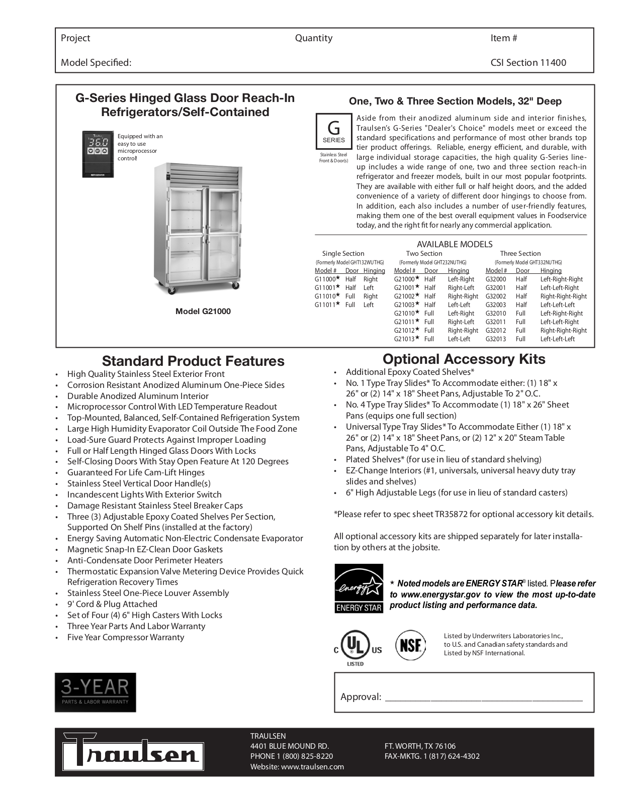 Traulsen G11000 User Manual