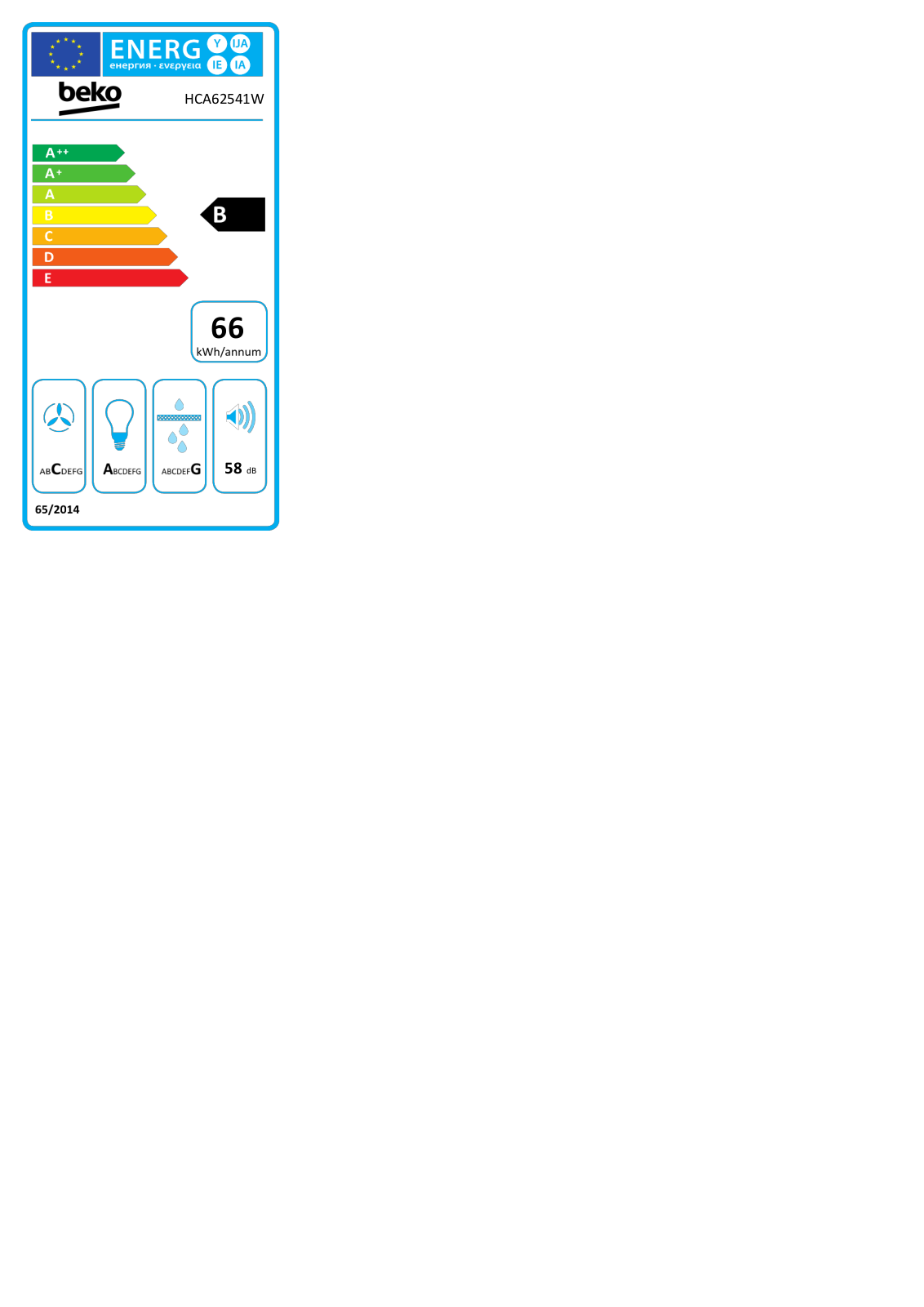 Beko HCA62541W Energy label